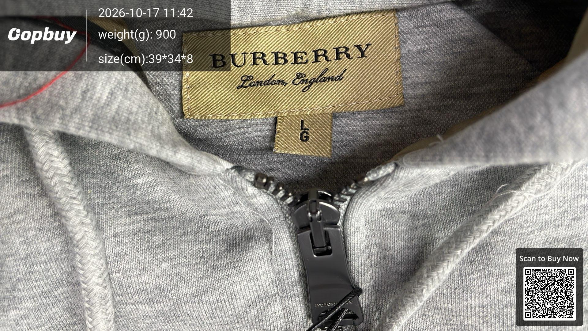 Foto QC 5 de Burberry Hoodie Check Lined Zip Up Grey