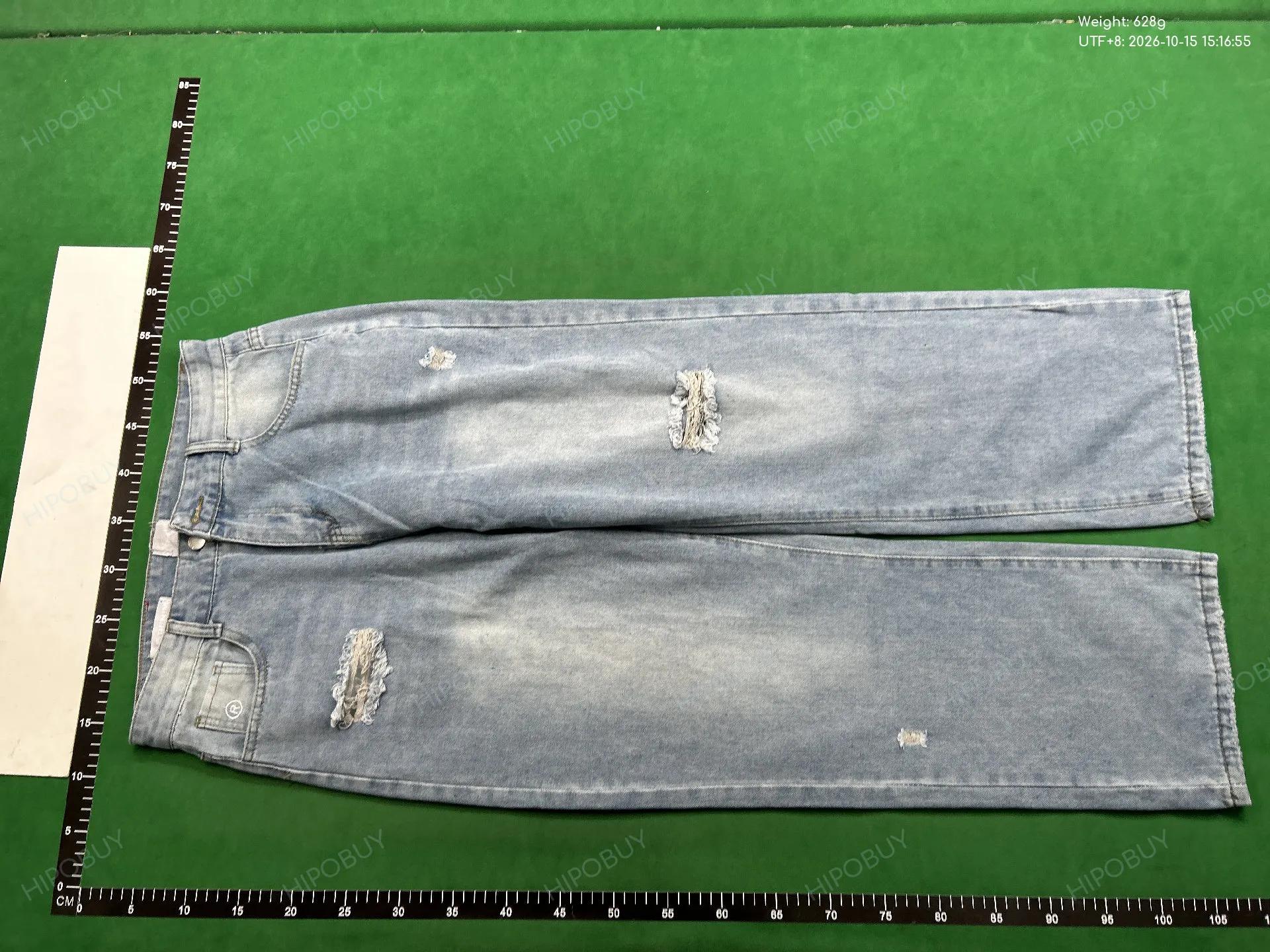 Foto QC 2 de Heaven Can Wait Jeans Distressed Raw Edge Straight Washed Black