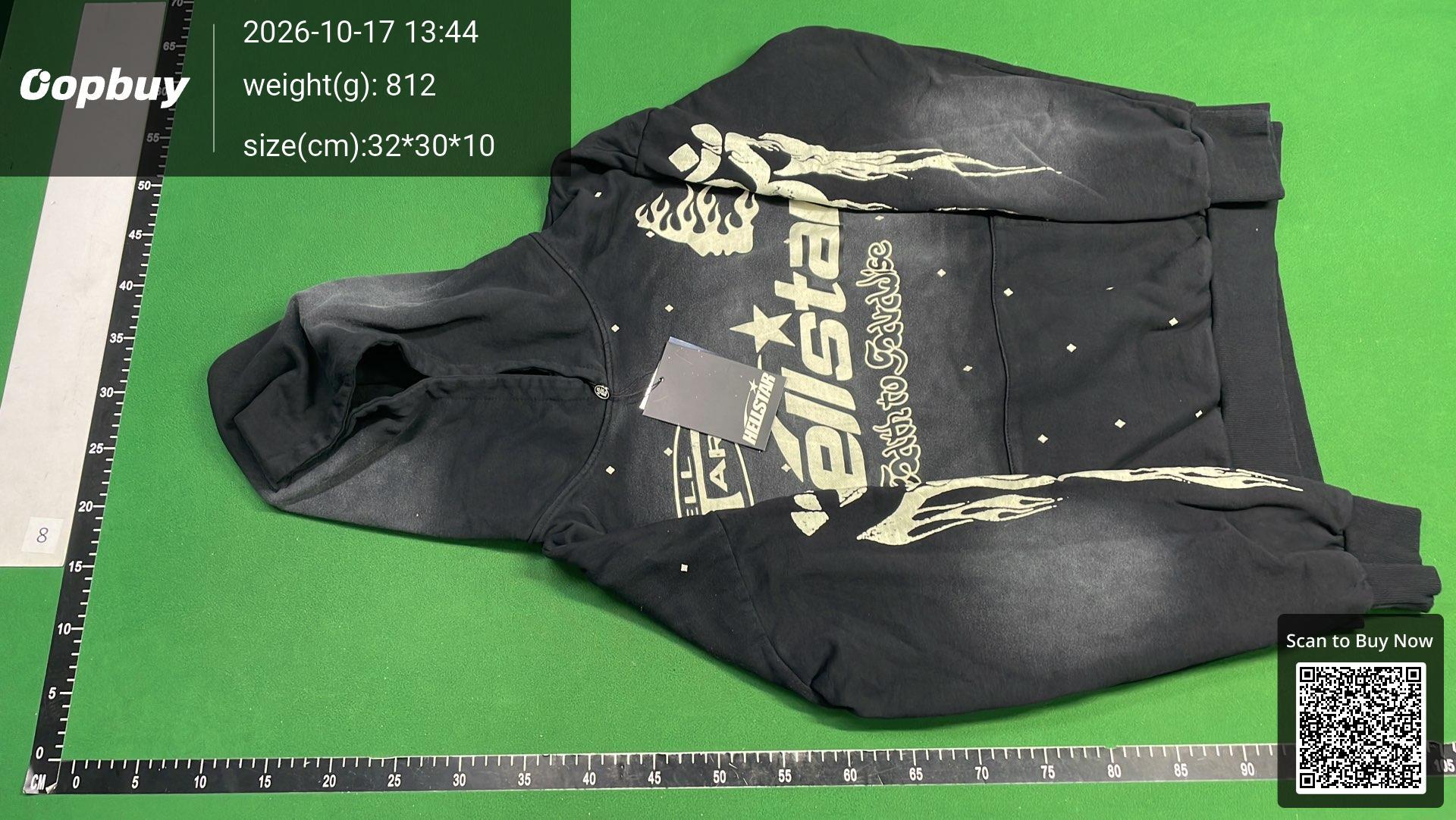 Foto QC 6 de Hellstar Hoodie Sports Logo Flame Zip Up Washed Blue