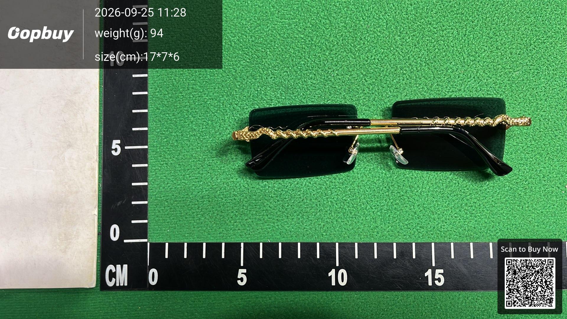 Foto QC 2 de Other Rimless Rectangle Metal Sunglasses Gold Blue Gradient