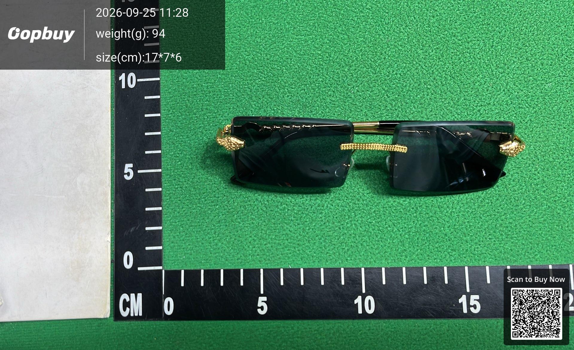 Foto QC 1 de Other Rimless Rectangle Metal Sunglasses Gold Blue Gradient