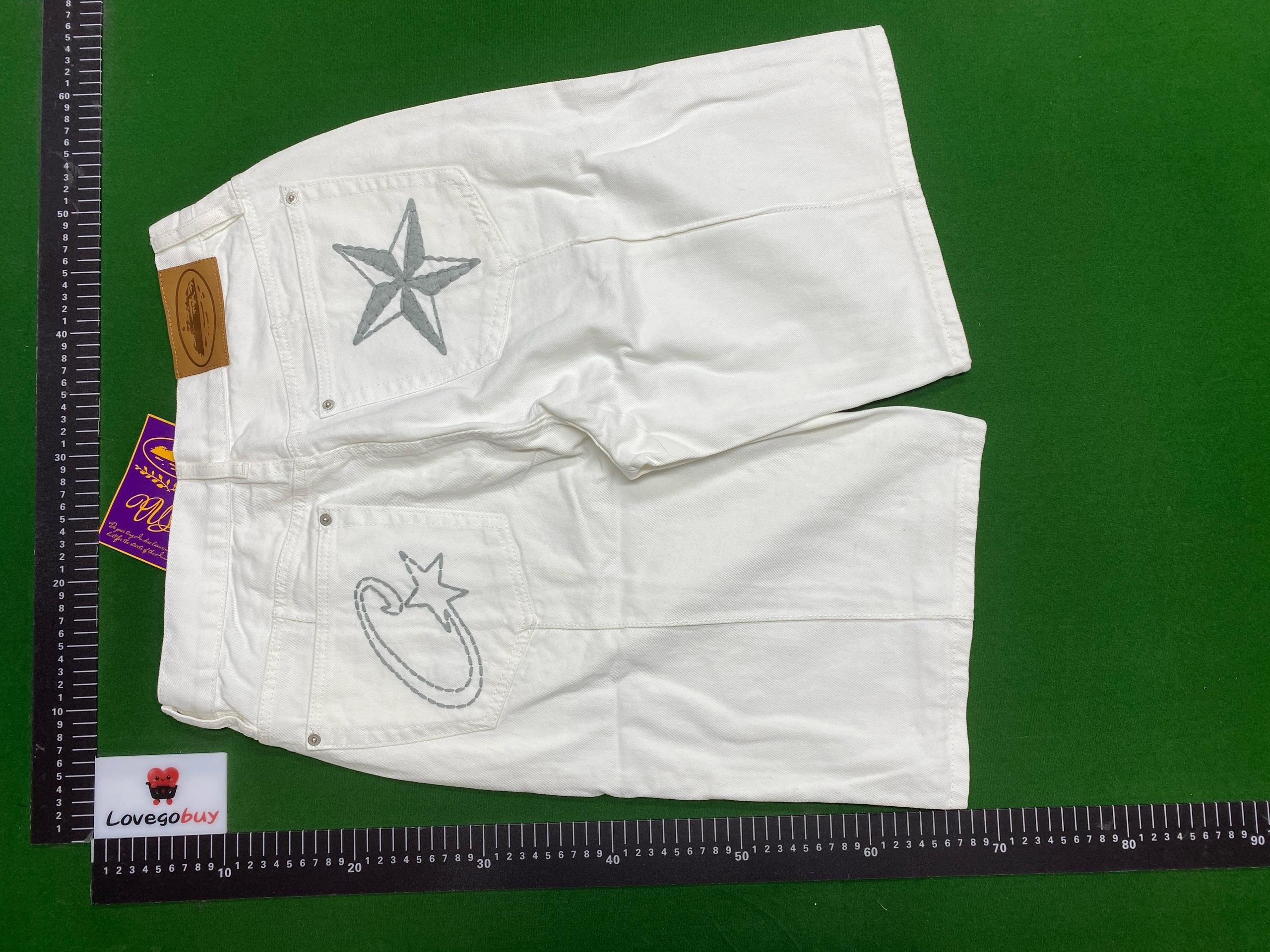 Foto QC 5 de Corteiz Denim Shorts Star Embroidery Vintage Wash Grey
