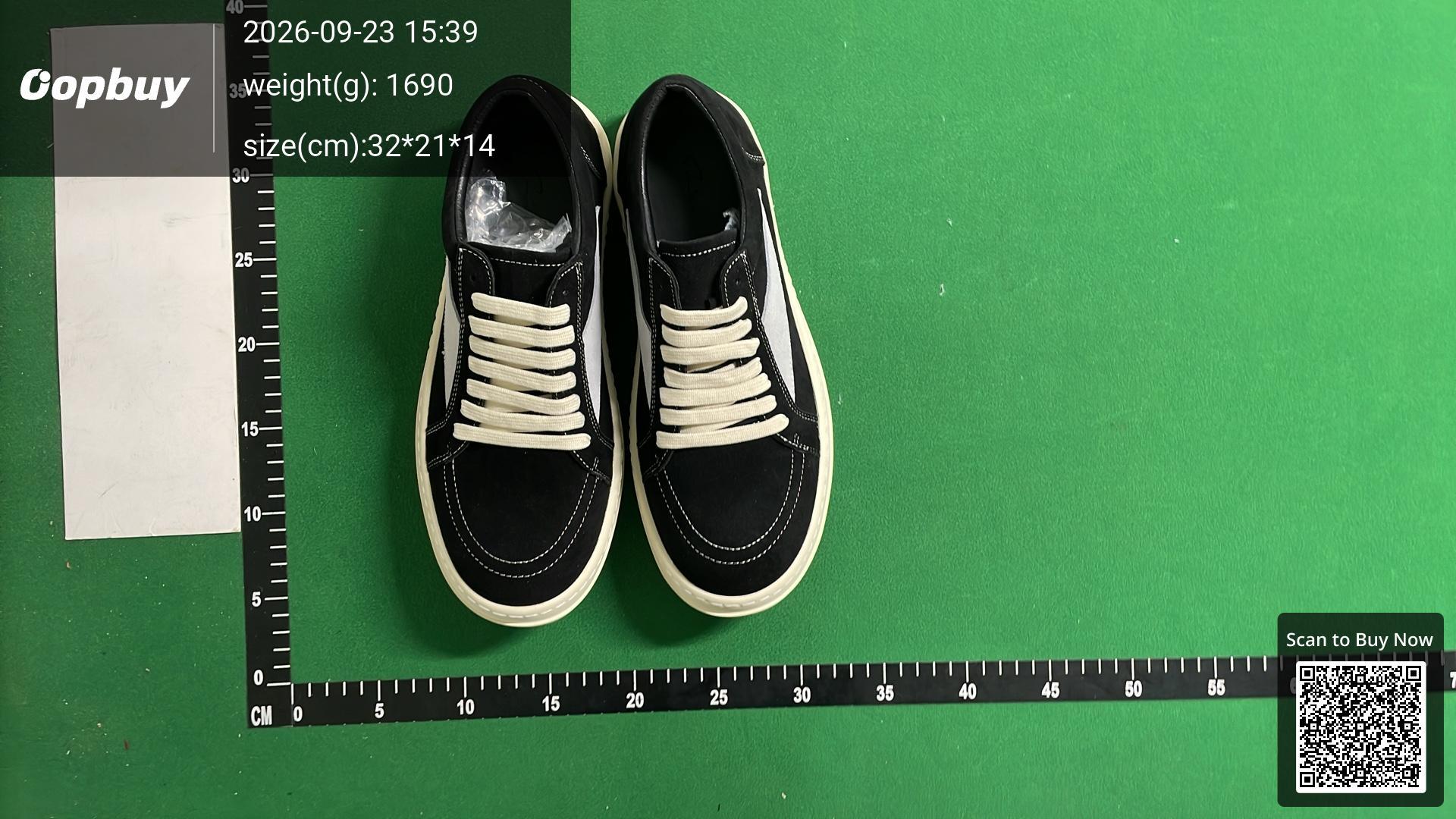 Foto QC 6 de Rick Owens Vintage Sneaks Low Top Jumbo Laces Black White
