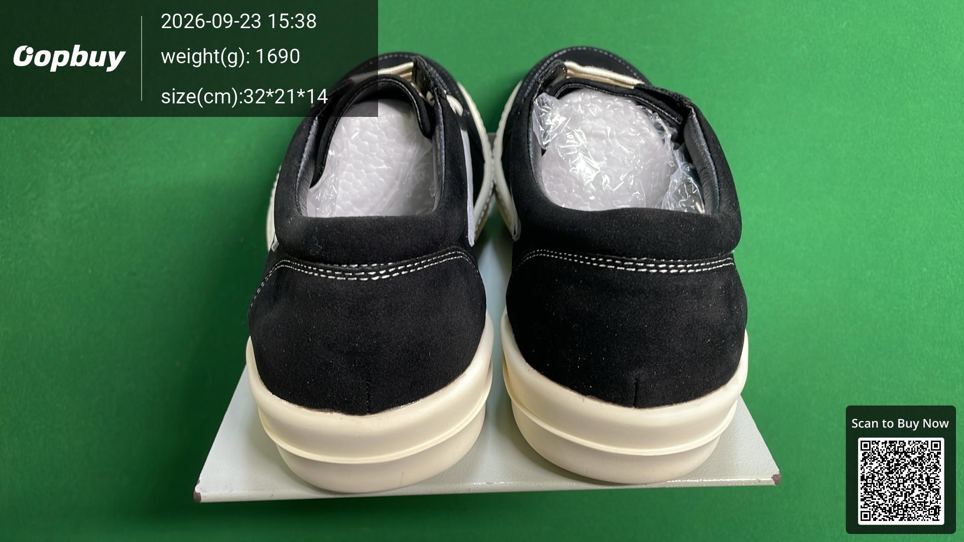 Foto QC 3 de Rick Owens Vintage Sneaks Low Top Jumbo Laces Black White