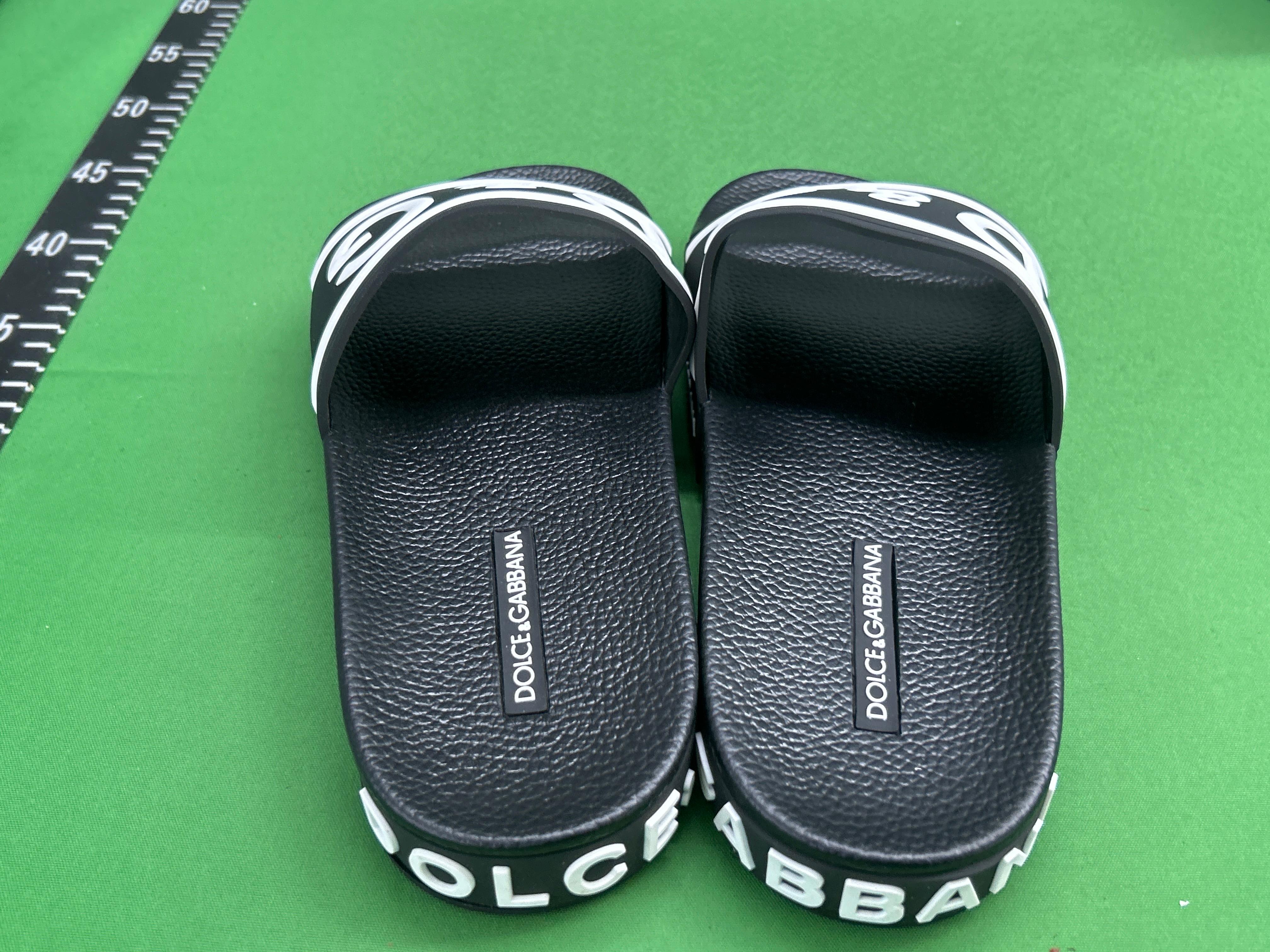 Foto QC 3 de Dolce & Gabbana Beachwear Slides Rubber D&G Logo Black White CS1786 AX389 8B956