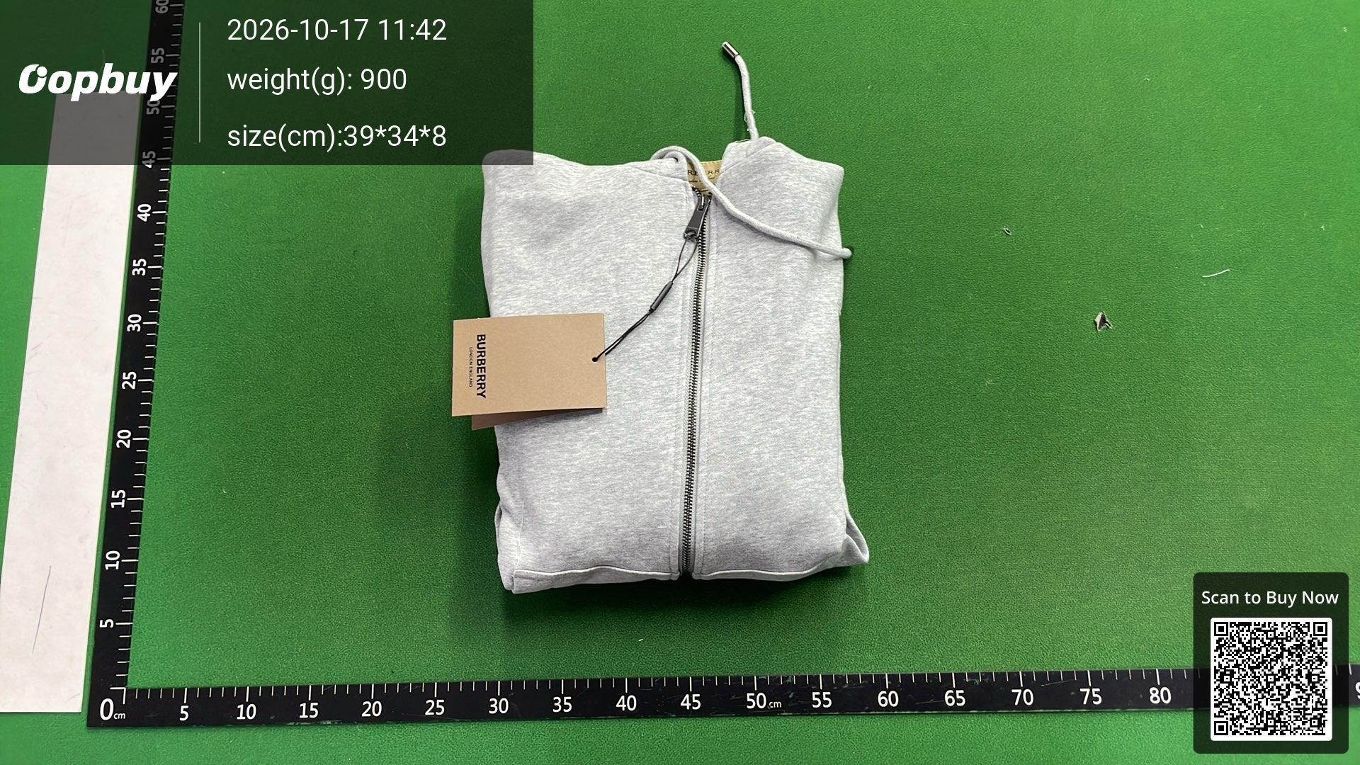 Foto QC 8 de Burberry Hoodie Check Lined Zip Up Grey