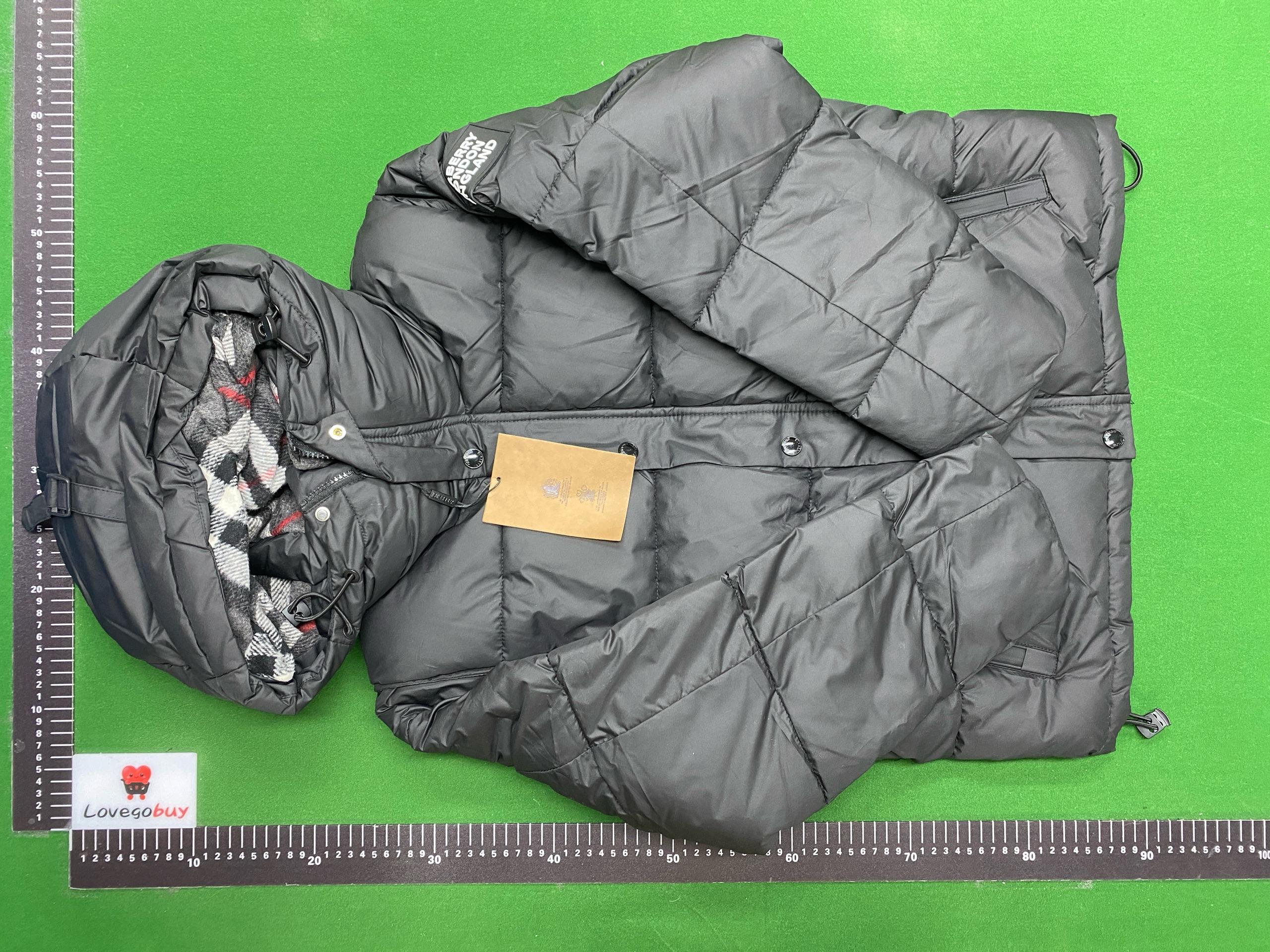 Foto QC 6 de Burberry Puffer Jacket Detachable Hood Check Lining Black
