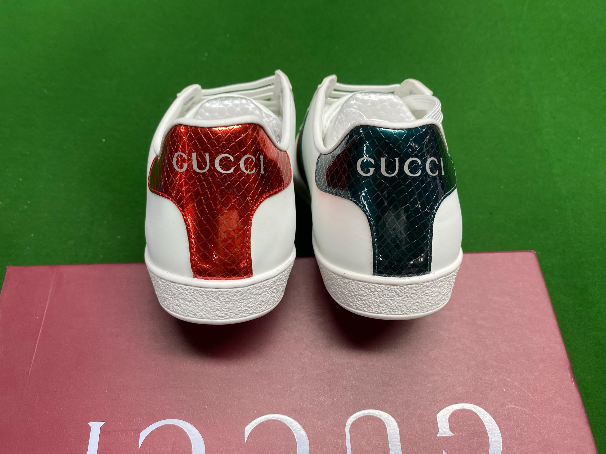 Foto QC 3 de Gucci Ace Leather Sneakers Bee Embroidery Black