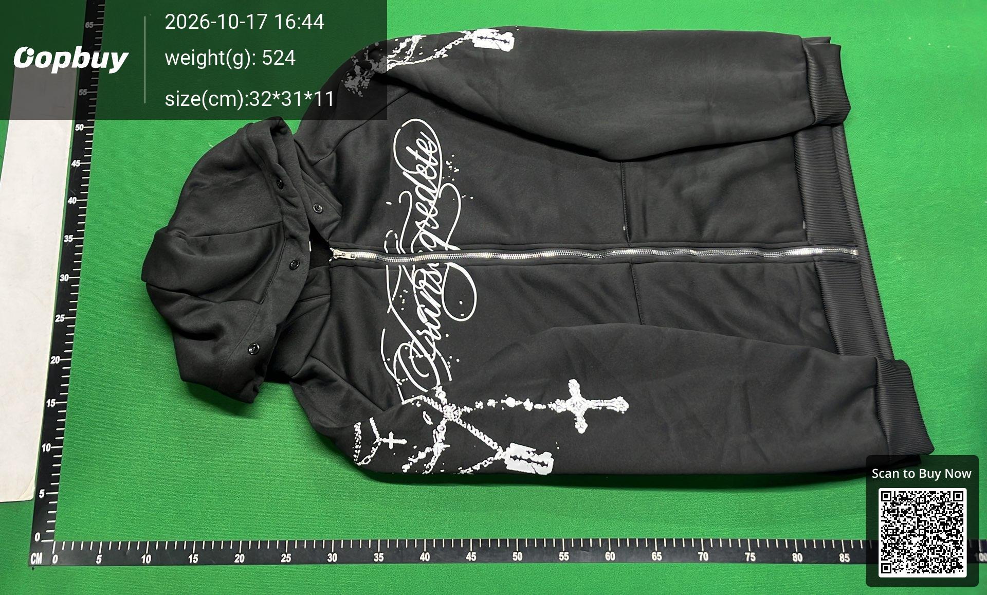 Foto QC 6 de Other Zip Sweater Detachable Fur Trim Graphic Print Grey