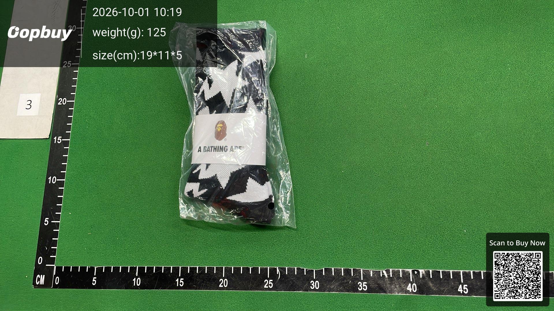 Foto QC 5 de BAPE Sta Crew Socks Pattern White Black