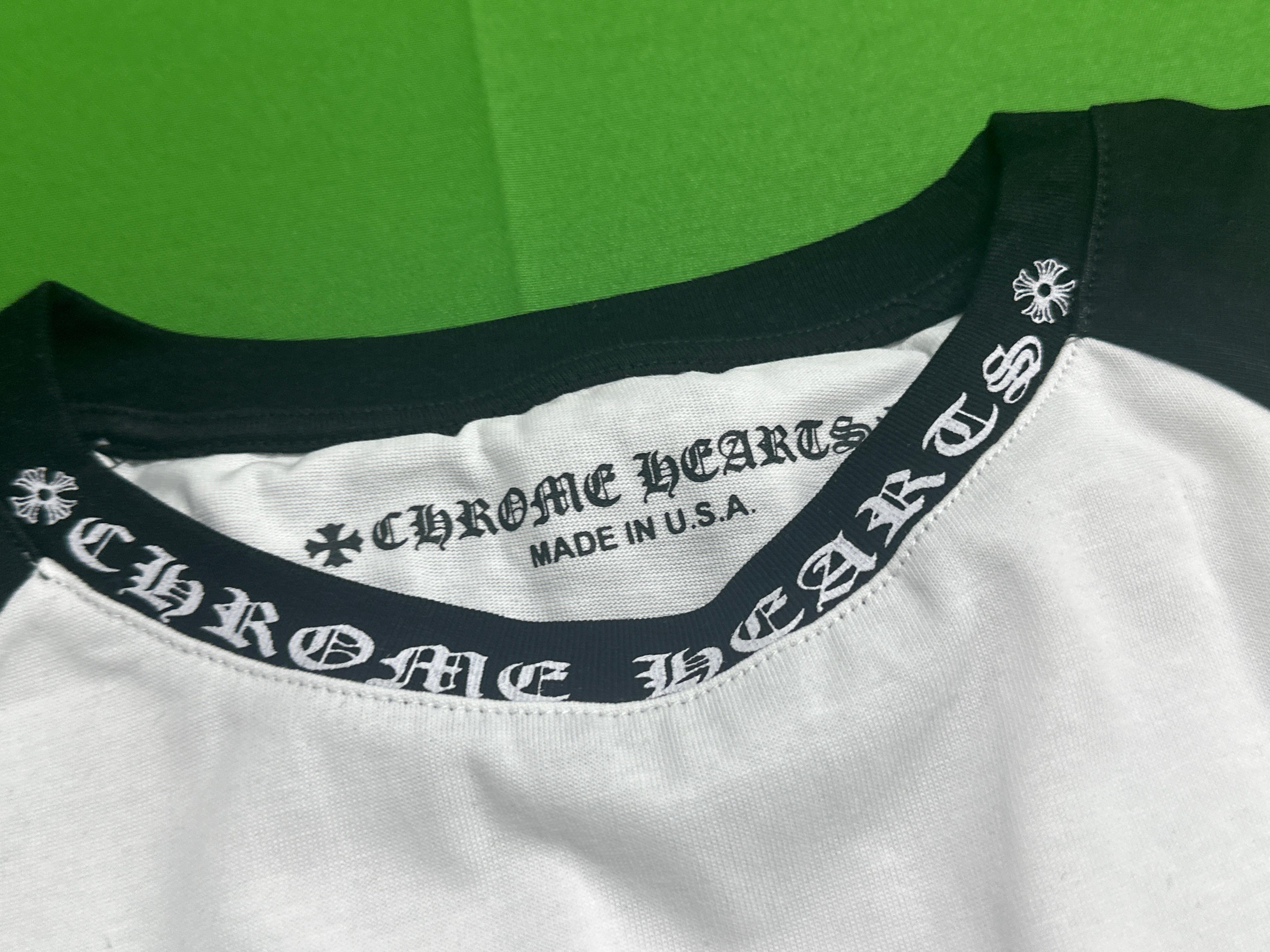 Foto QC 2 de Chrome Hearts Horseshoe Logo Script Print Raglan Long Sleeve T-shirt Blue White