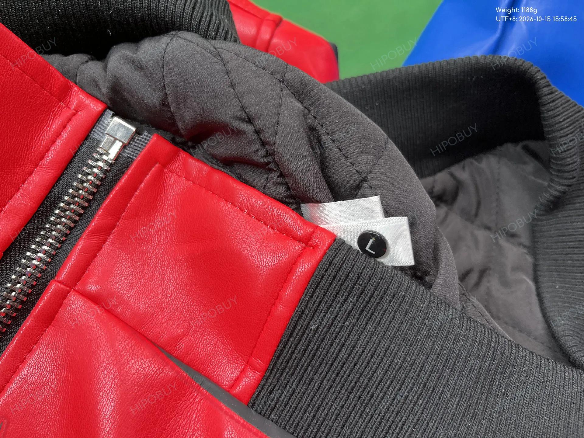 Foto QC 1 de Supreme Spider-Man Bomber Jacket Padded Leather Red Blue