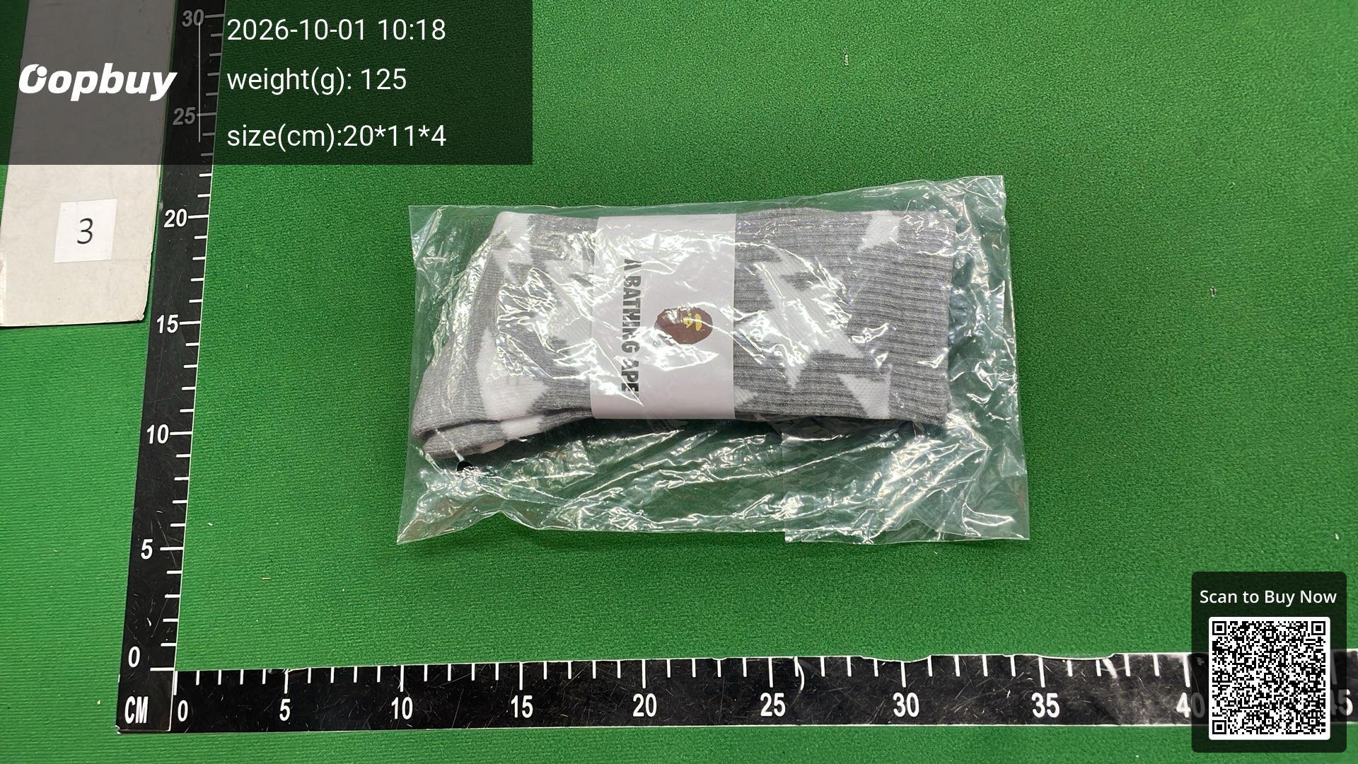 Foto QC 6 de BAPE Sta Crew Socks Pattern White Black