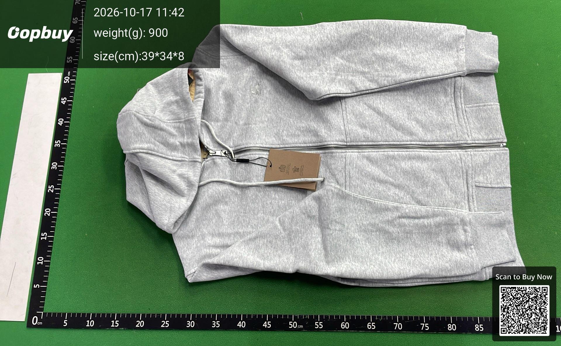 Foto QC 6 de Burberry Hoodie Check Lined Zip Up Grey
