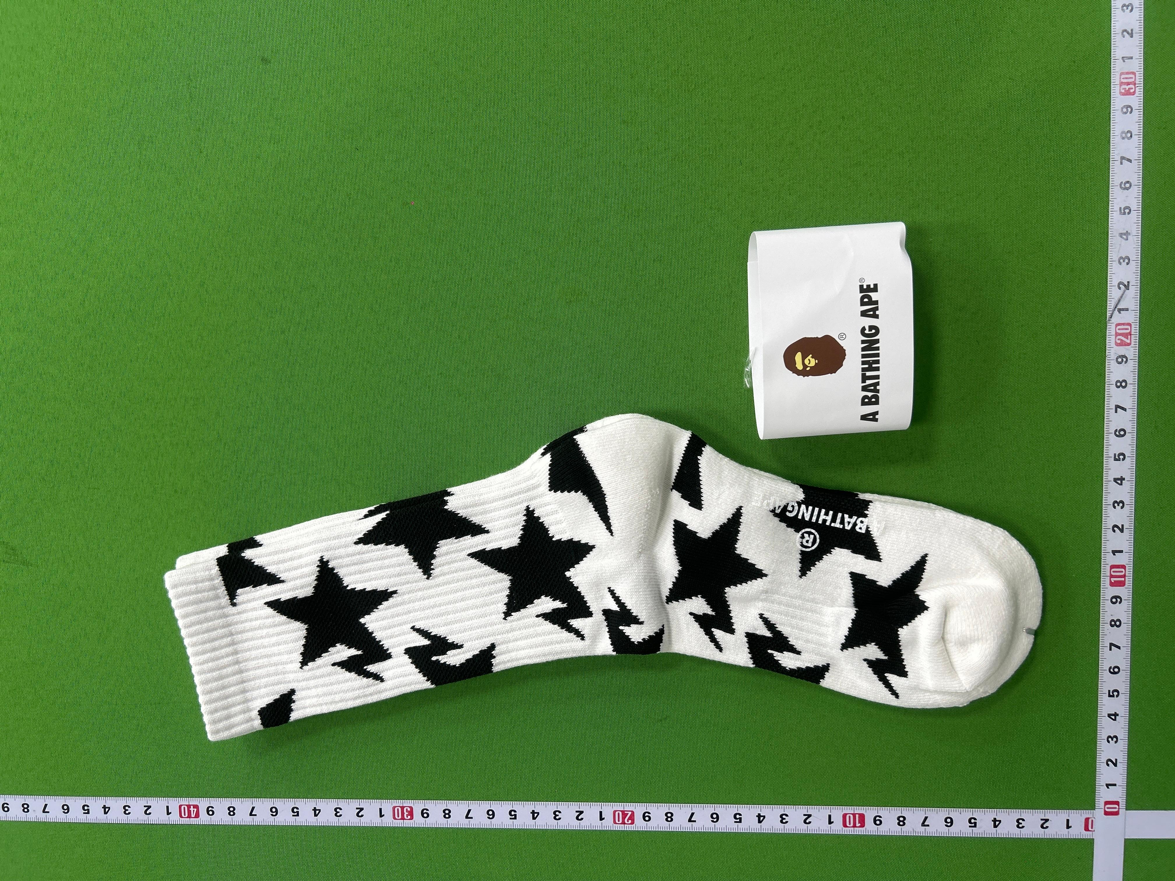 Foto QC 1 de BAPE Sta Crew Socks Pattern White Black