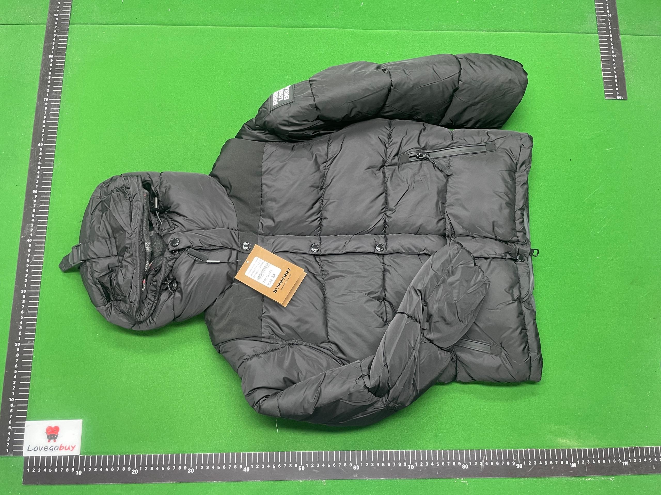 Foto QC 1 de Burberry Puffer Jacket Detachable Hood Check Lining Black