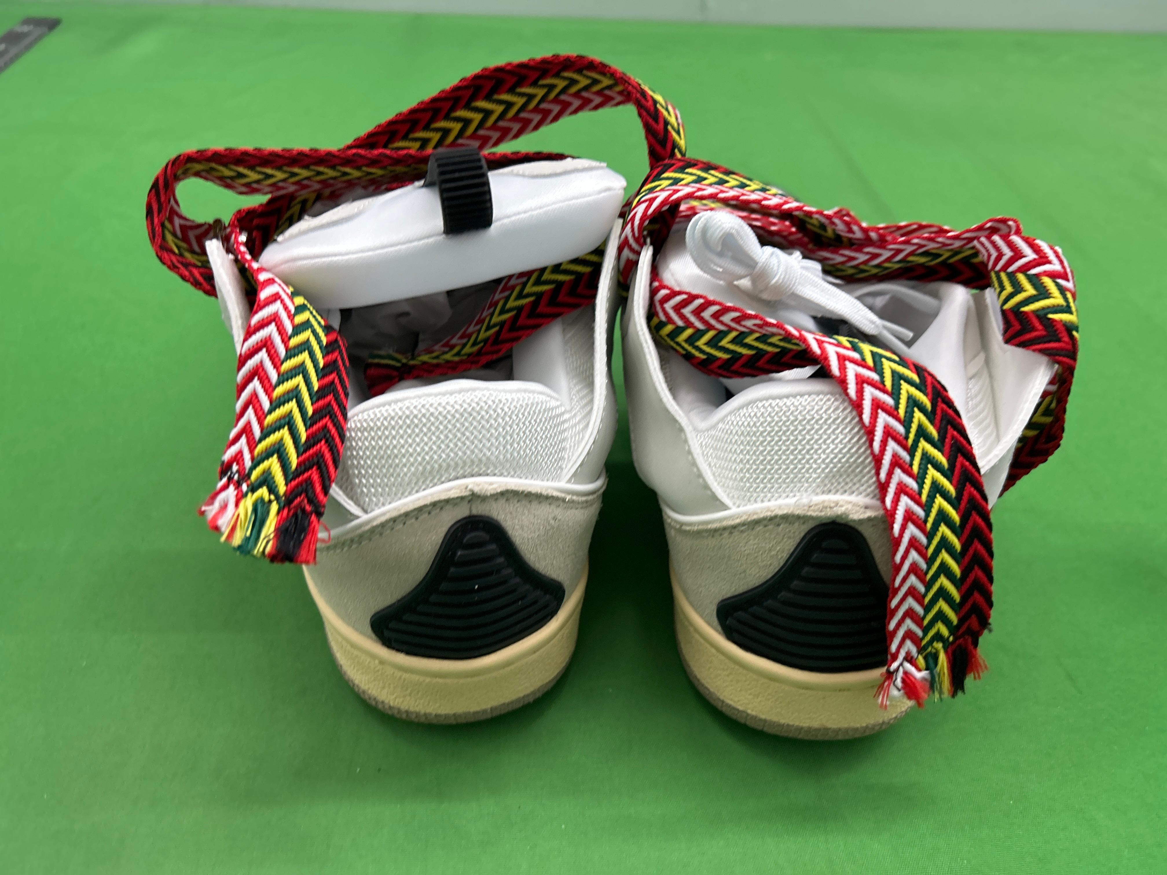 Foto QC 8 de Lanvin Curb Leather Mesh Platform Low Blue Green Zigzag Laces 003