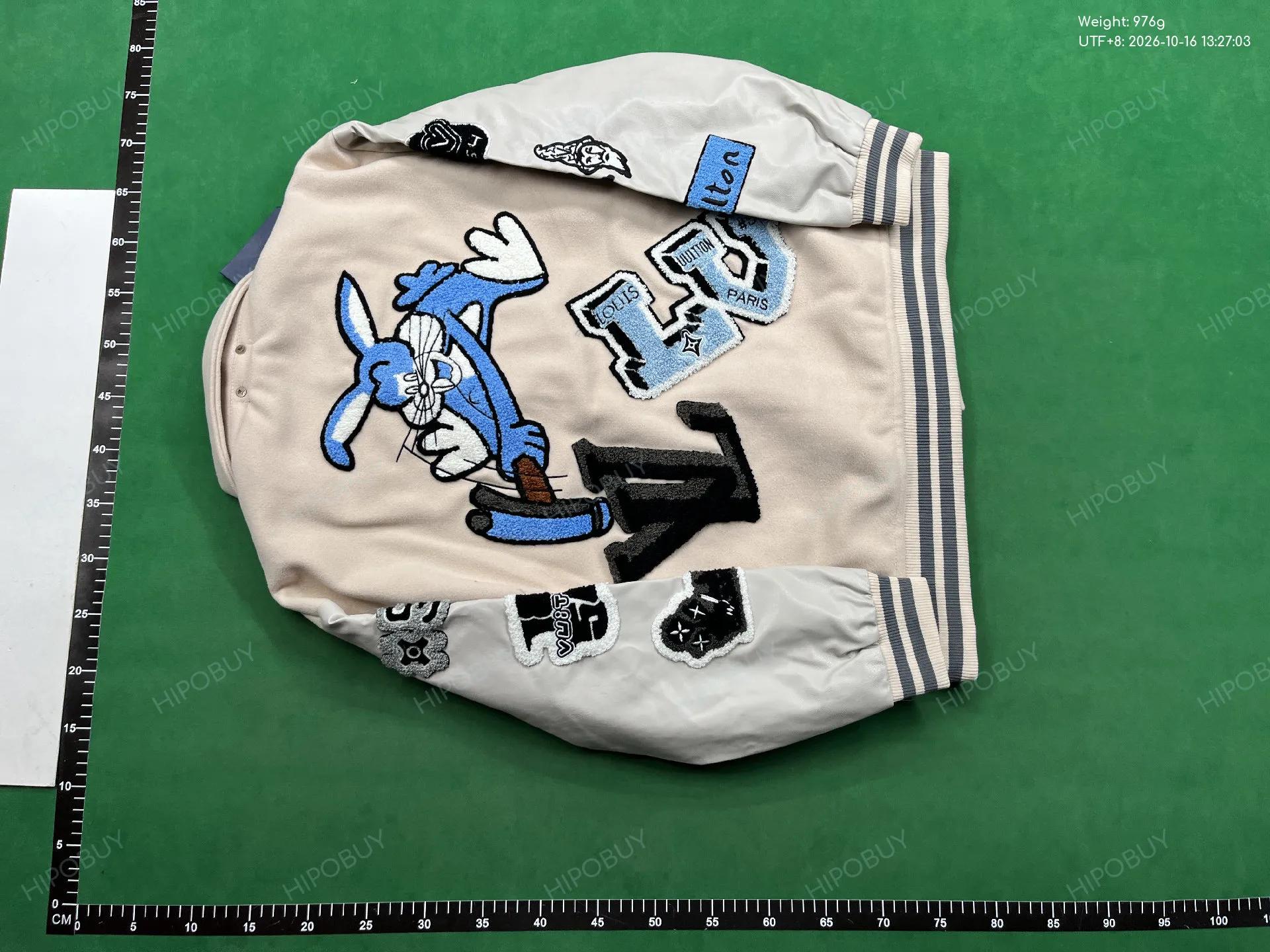 Foto QC 3 de Louis Vuitton Varsity Jacket Skeleton Embroidery Green White