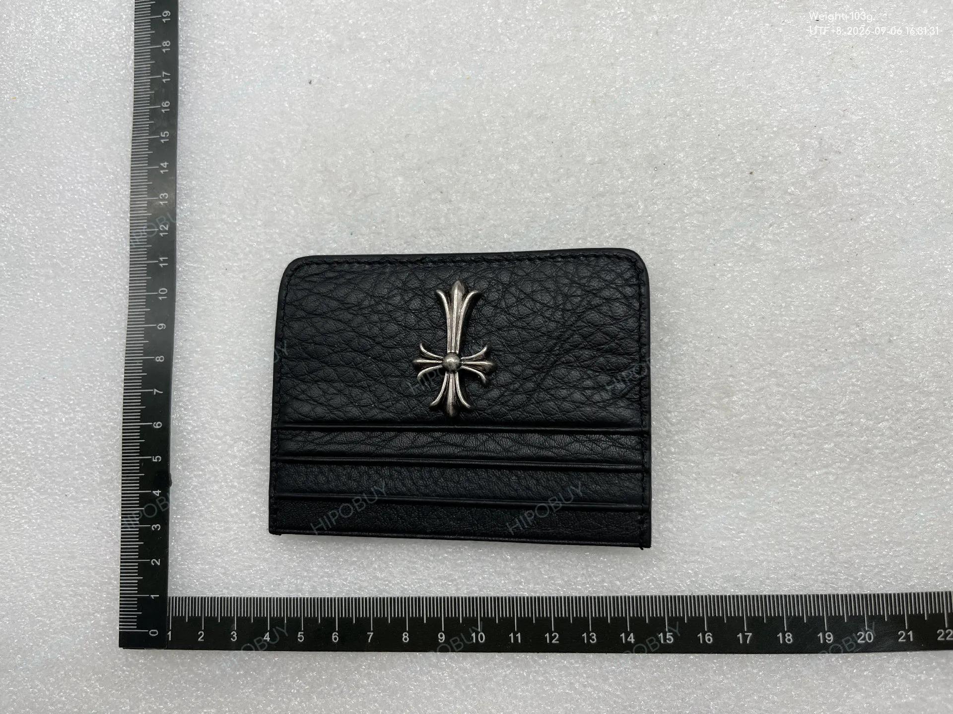 Foto QC 5 de Chrome Hearts Cross Patch Zip Card Holder Leather Black