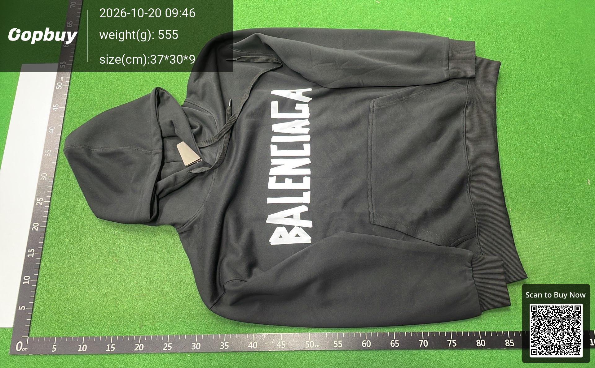 Foto QC 2 de Balenciaga Tape Print Hoodie Jacket Black