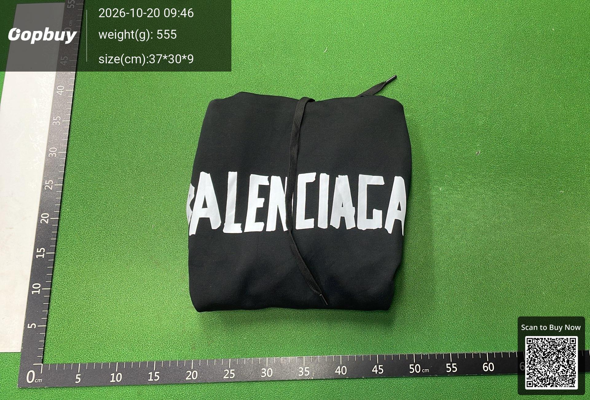 Foto QC 4 de Balenciaga Tape Print Hoodie Jacket Black