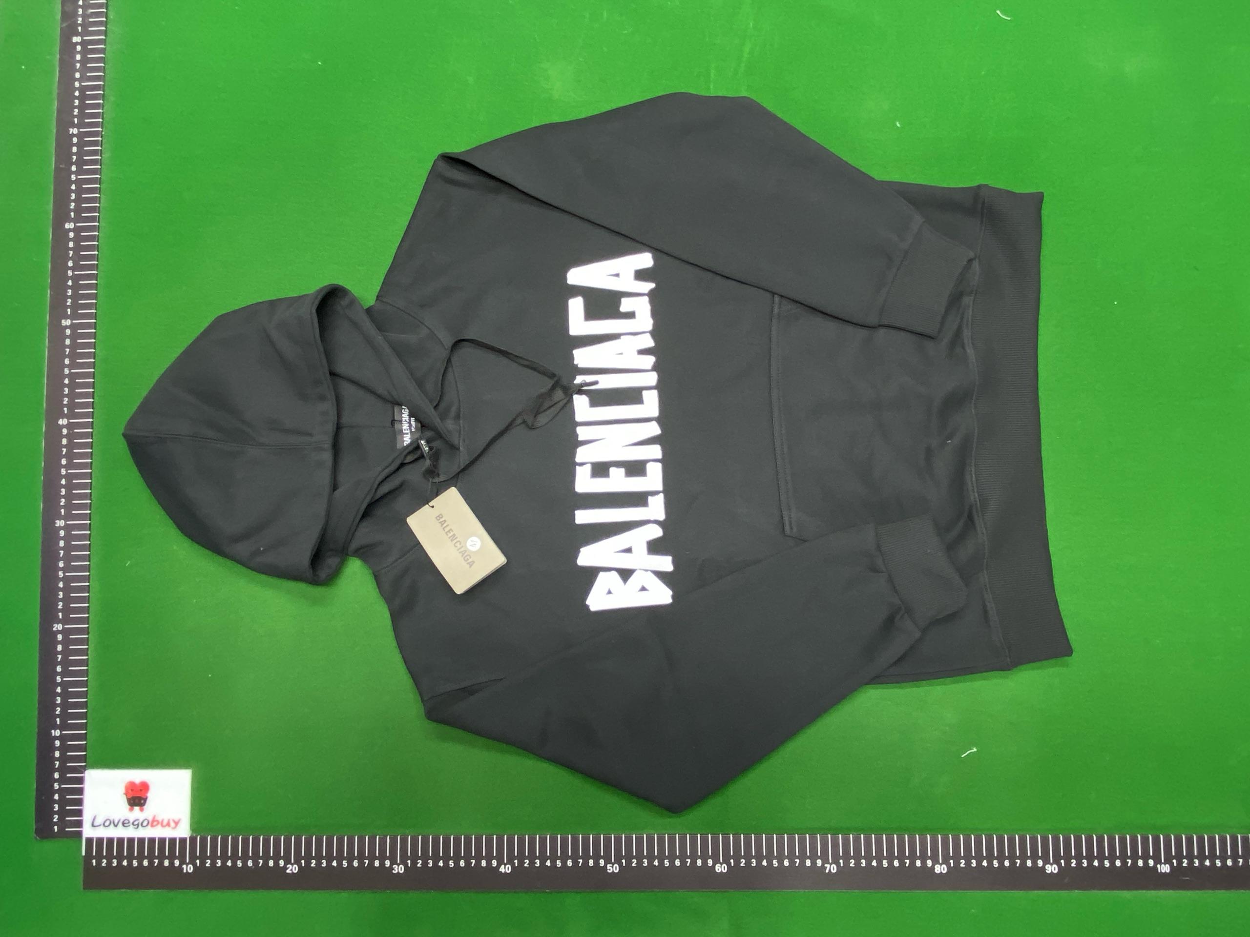 Foto QC 7 de Balenciaga Tape Print Hoodie Jacket Black
