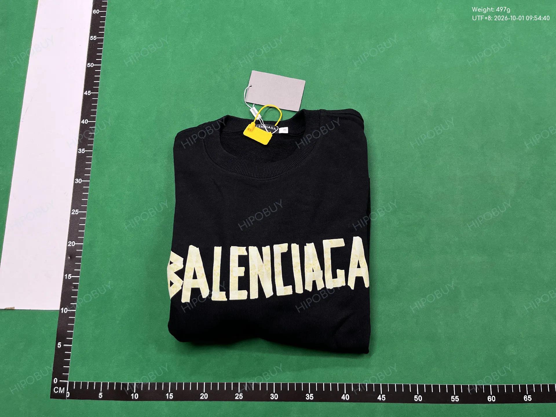 Foto QC 8 de Balenciaga Tape Print Crewneck Sweater Black