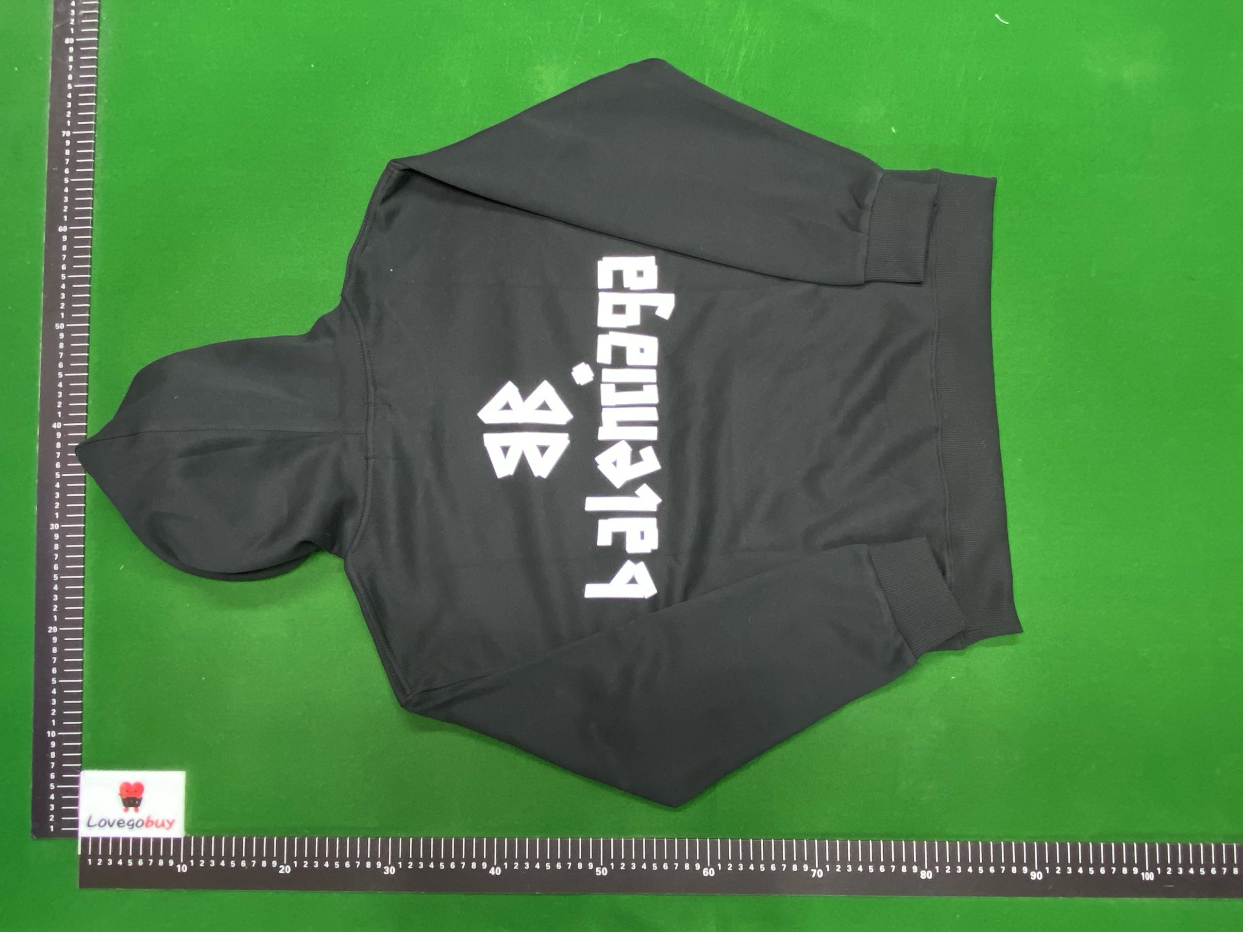 Foto QC 6 de Balenciaga Tape Print Hoodie Jacket Black