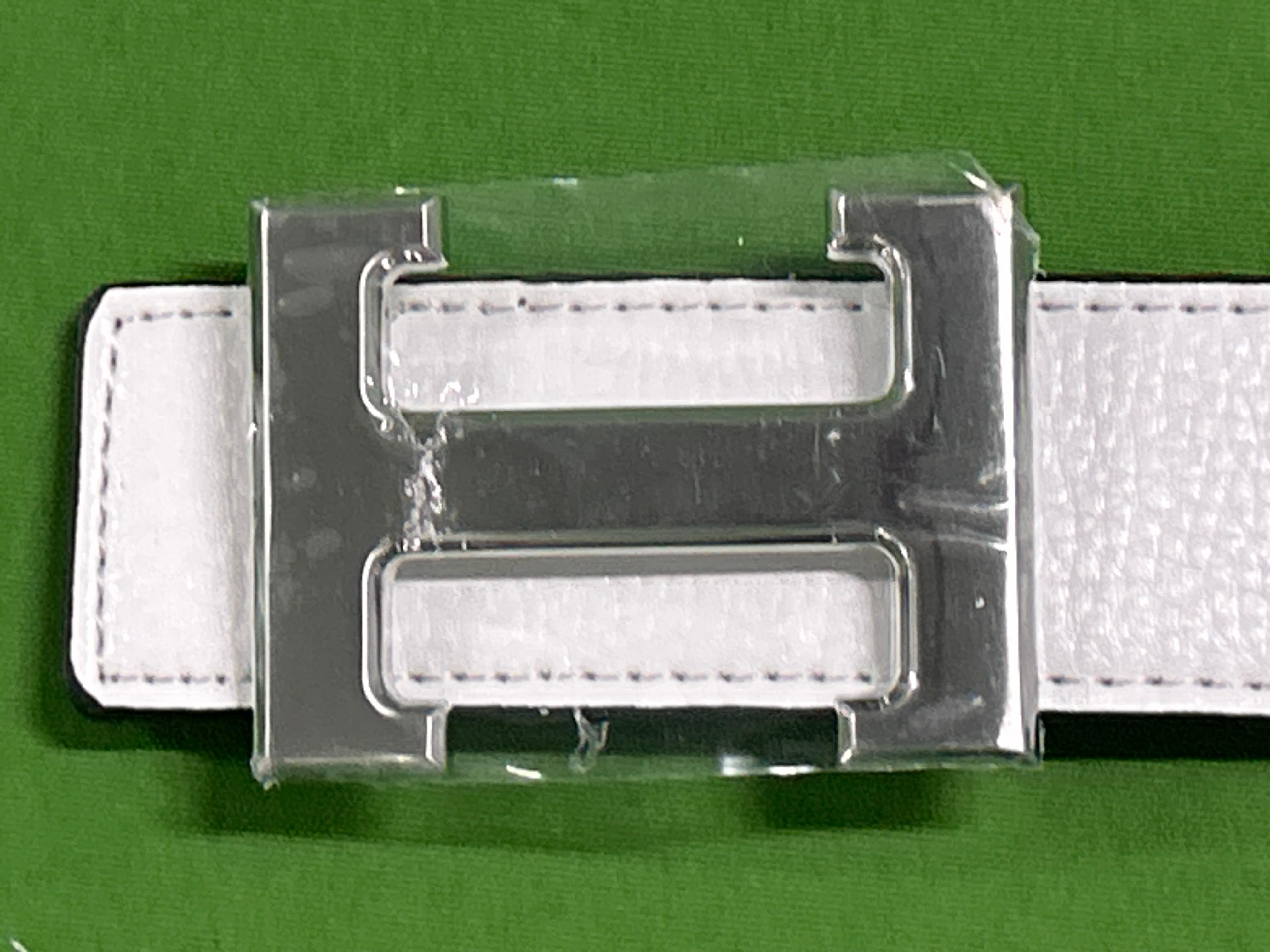 Foto QC 1 de Hermes H Buckle Reversible Belt White Black