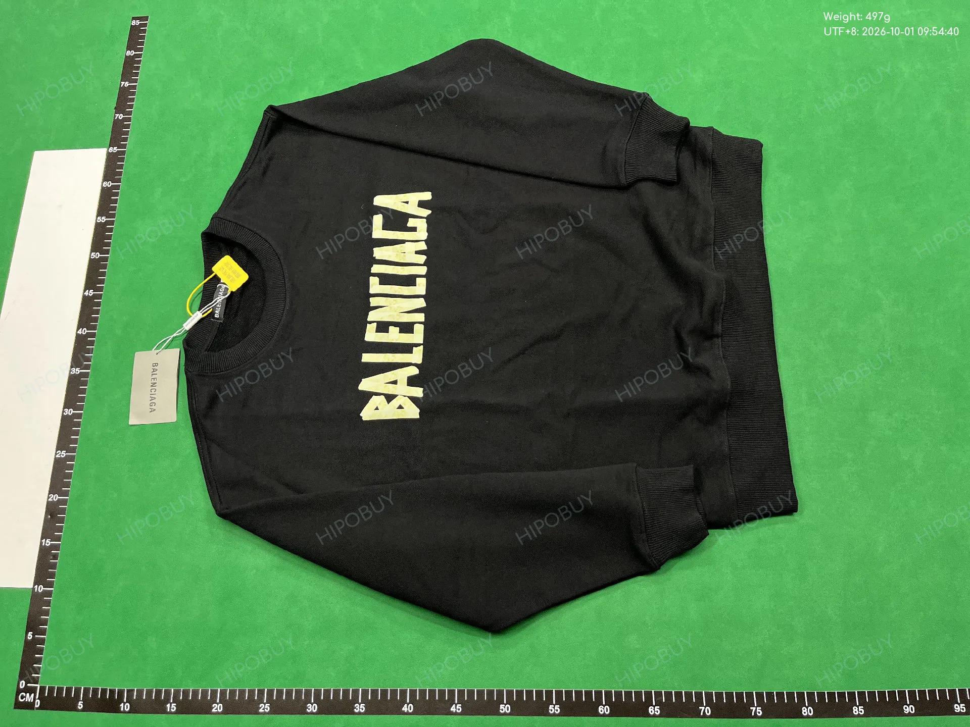 Foto QC 6 de Balenciaga Tape Print Crewneck Sweater Black