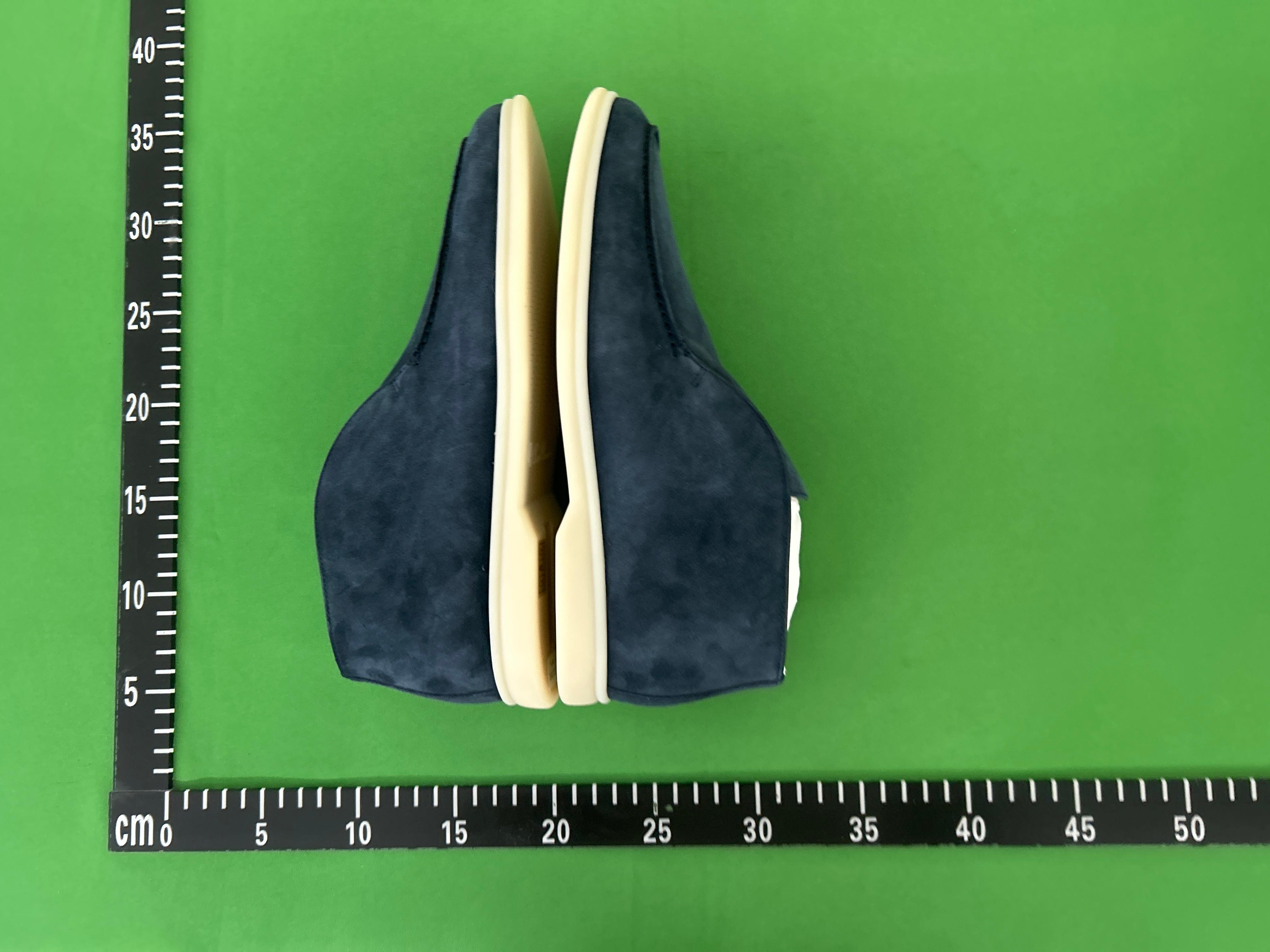 Foto QC 5 de Loro Piana Open Walk Suede Ankle Boots Navy Blue White Sole