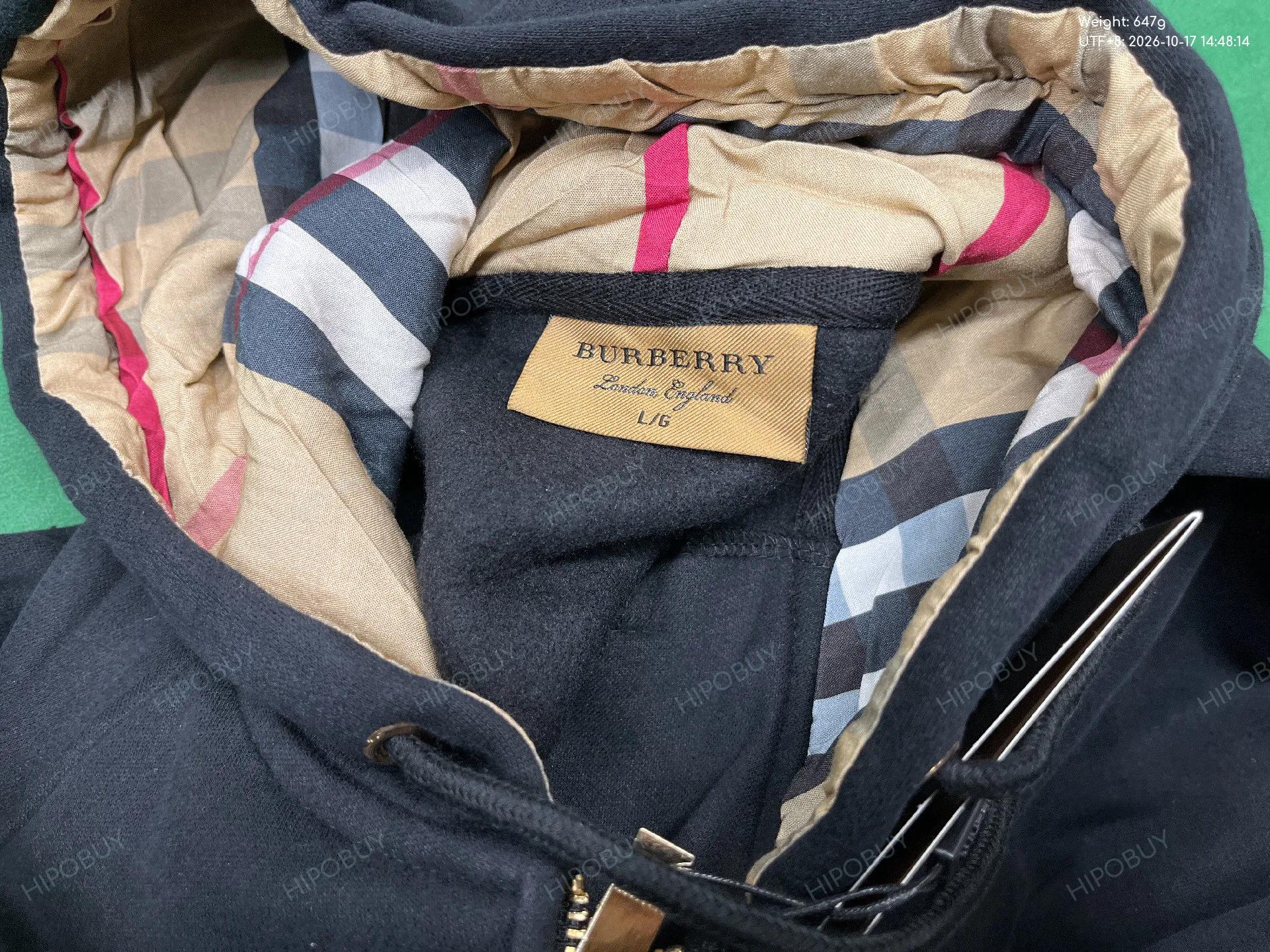 Foto QC 1 de Burberry Zip Sweater Vintage Check Hood Grey