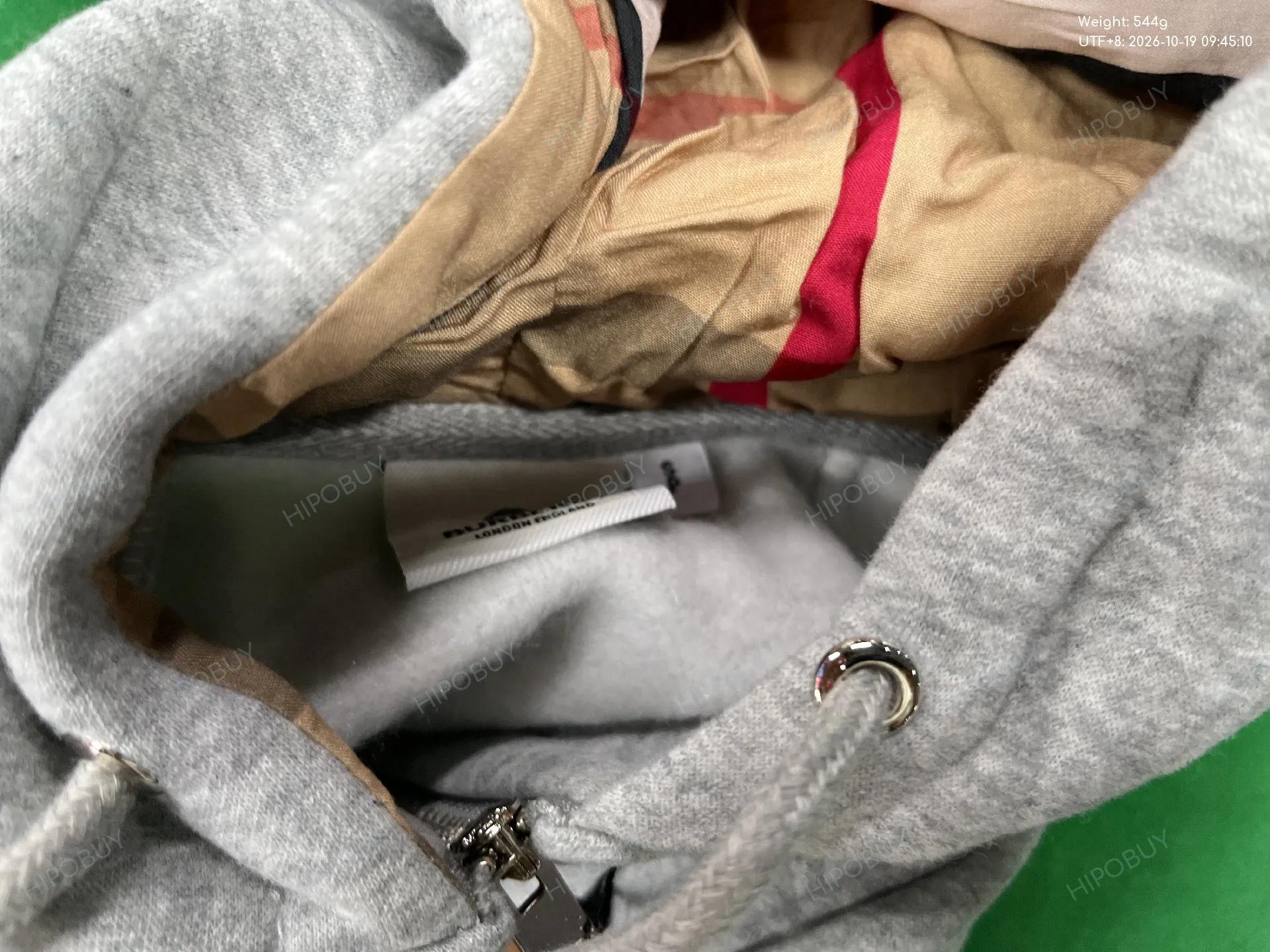 Foto QC 5 de Burberry Zip Sweater Vintage Check Lining Grey
