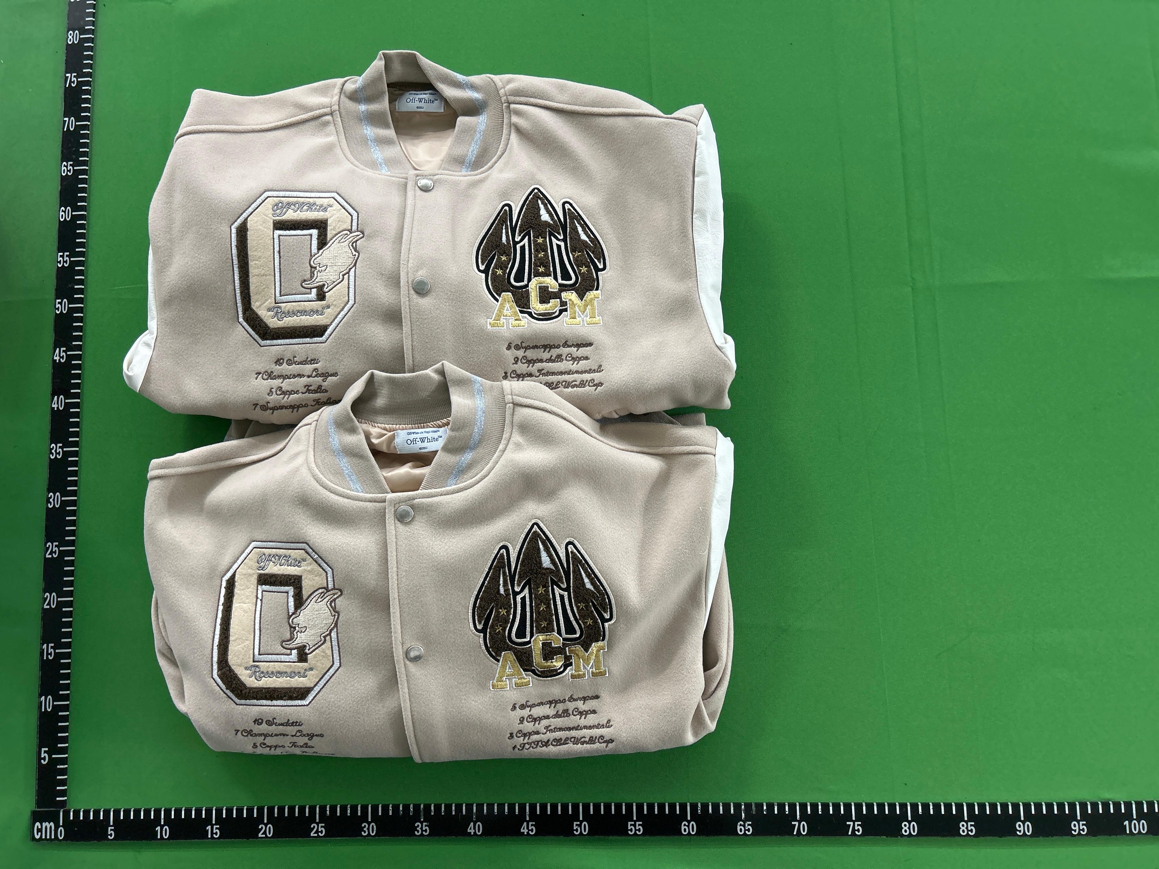 Foto QC 8 de Off-White x AC Milan Varsity Jacket Wool Leather Cream White