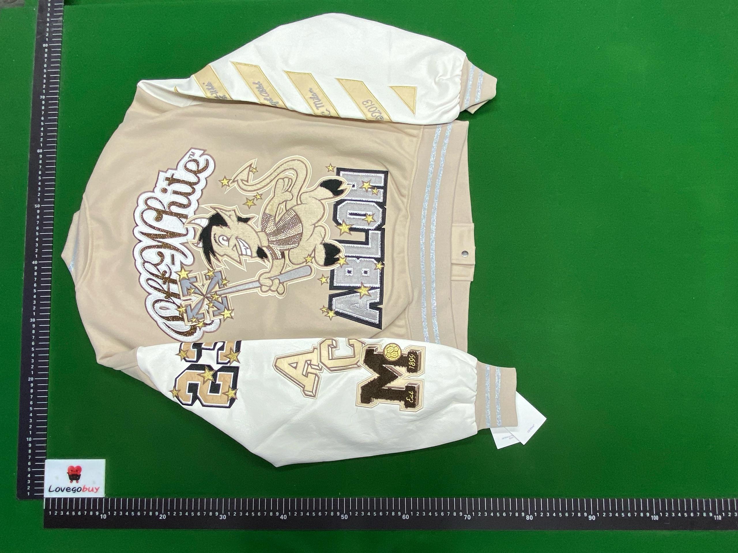 Foto QC 3 de Off-White x AC Milan Varsity Jacket Wool Leather Cream White