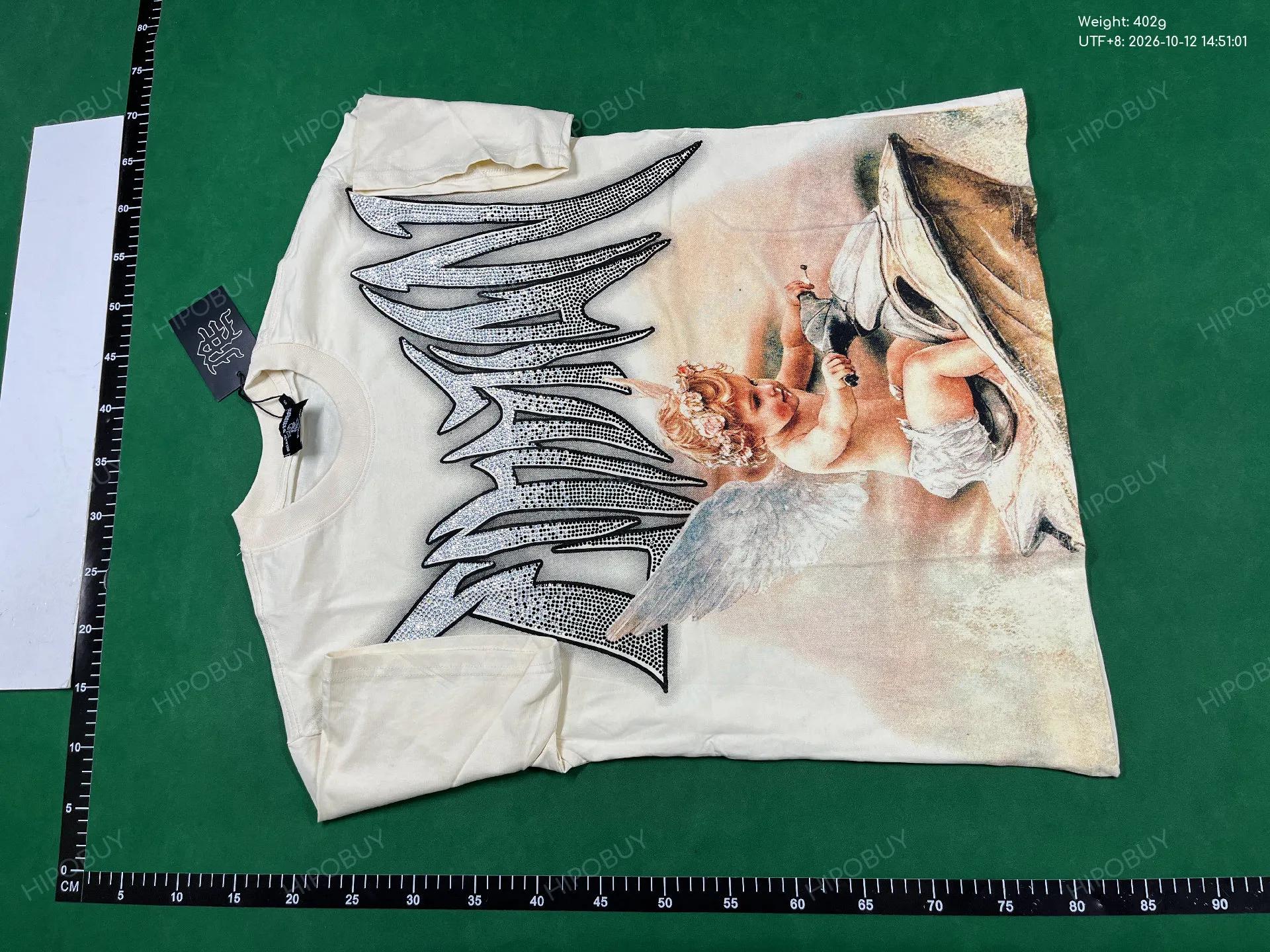 Foto QC 2 de MIXED EMOTION T-shirt Rhinestone Emotion Letter Alien Cowboy Print Black