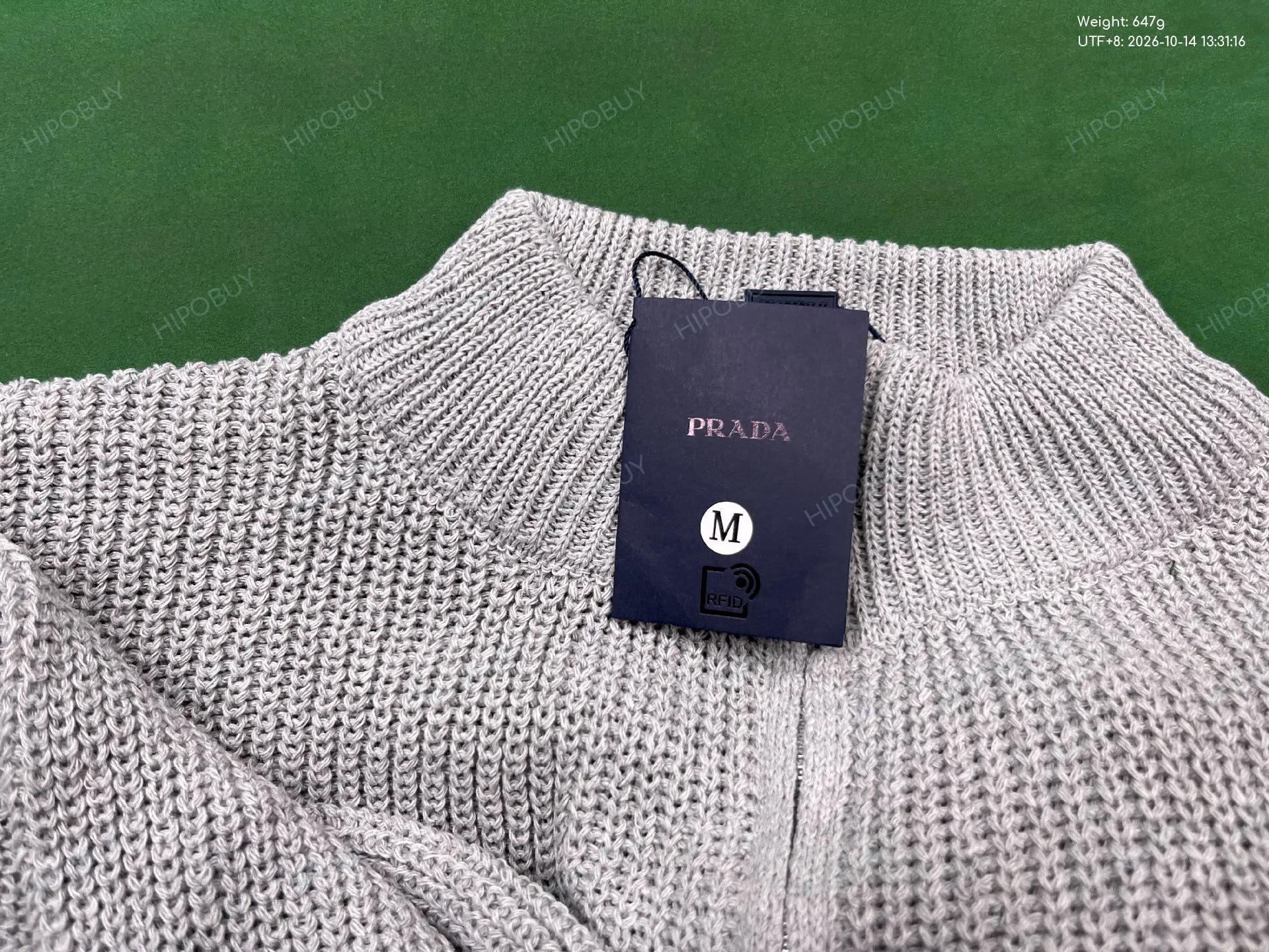Foto QC 8 de Prada Zip Sweater Ribbed Knit Grey