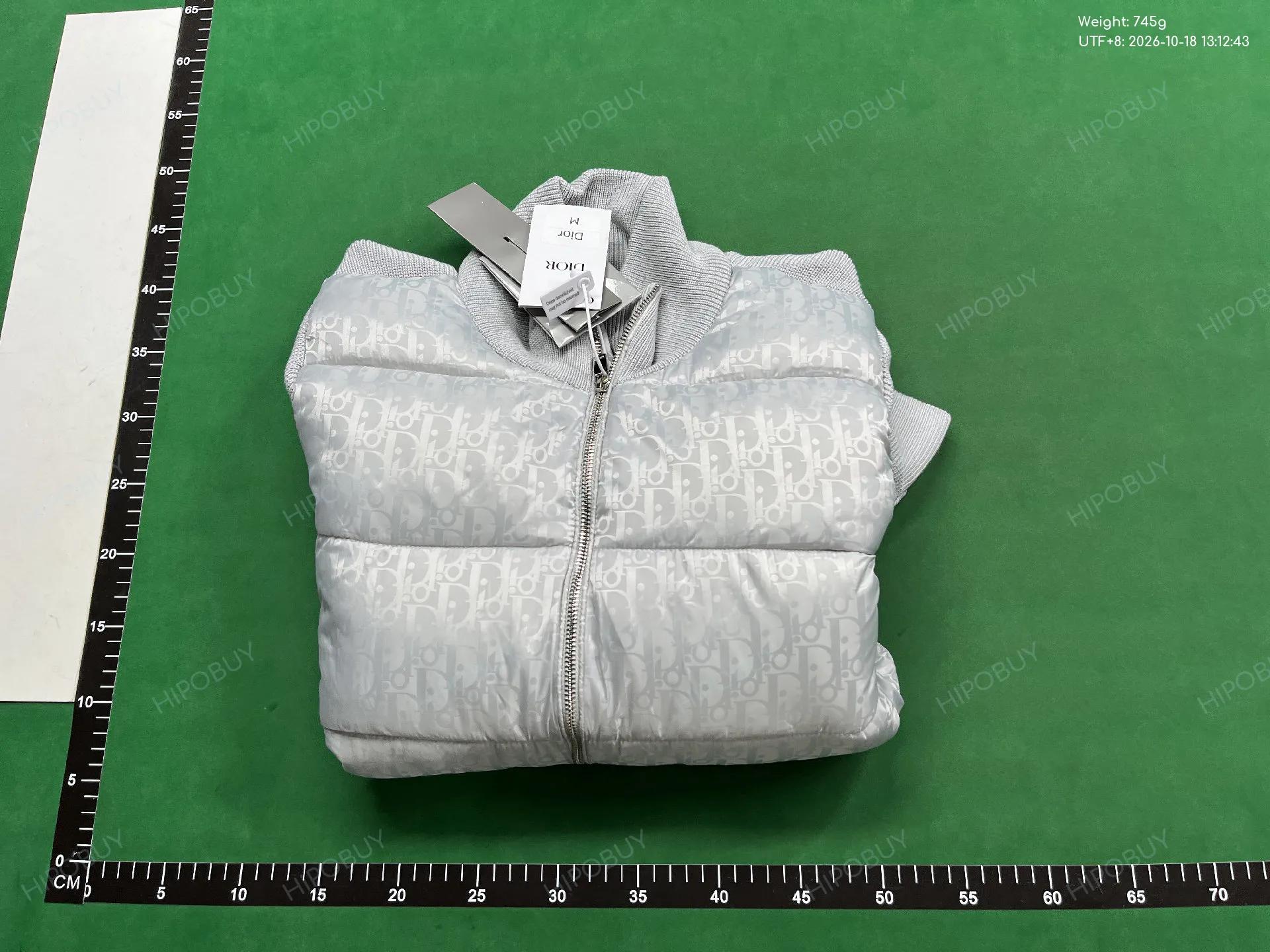 Foto QC 4 de Dior Oblique Knit Puffer Jacket Ribbed Wool Anthracite Grey