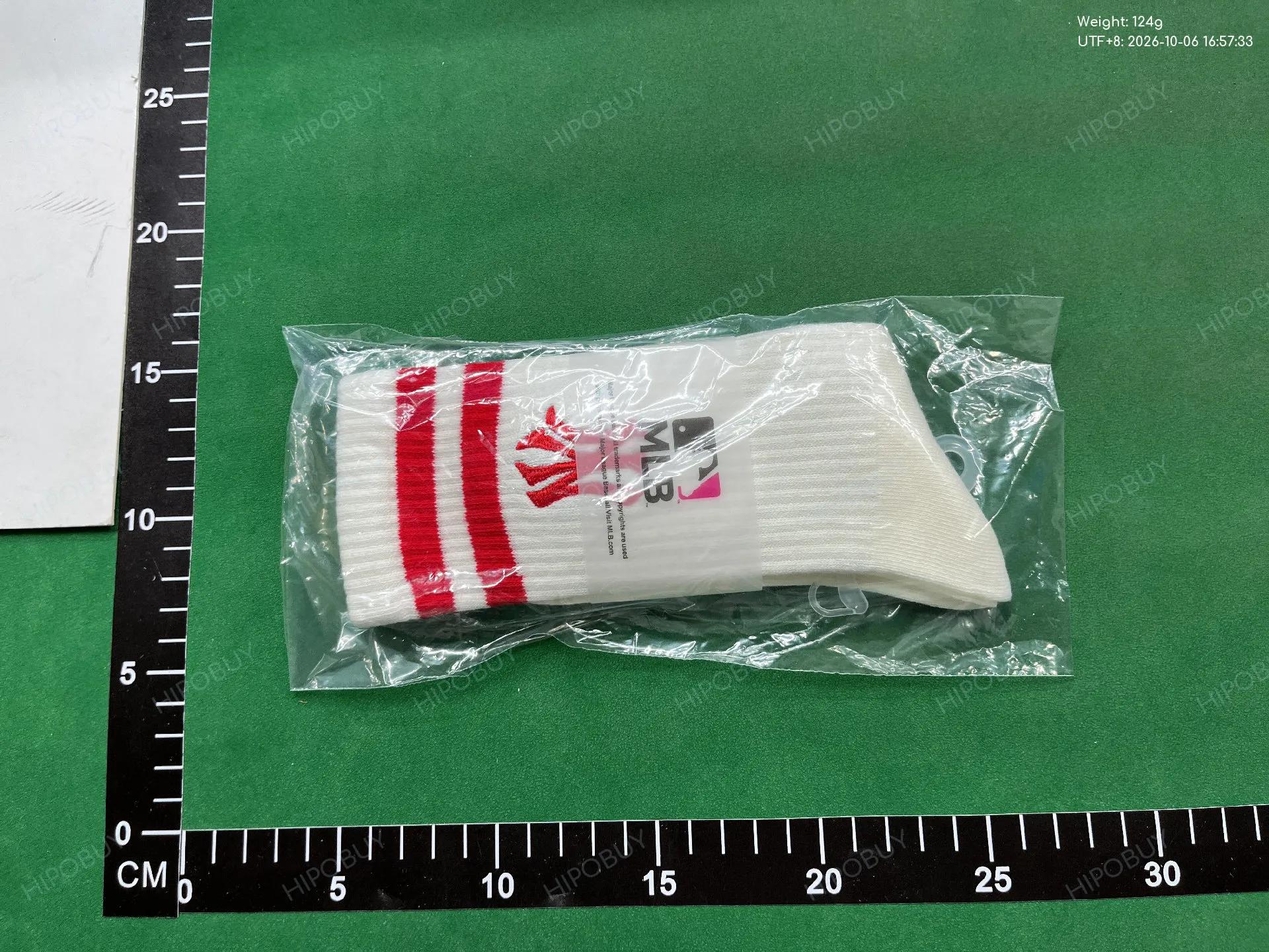 Foto QC 7 de MLB New York Yankees Crew Socks Double Stripe Large Embroidery White Red