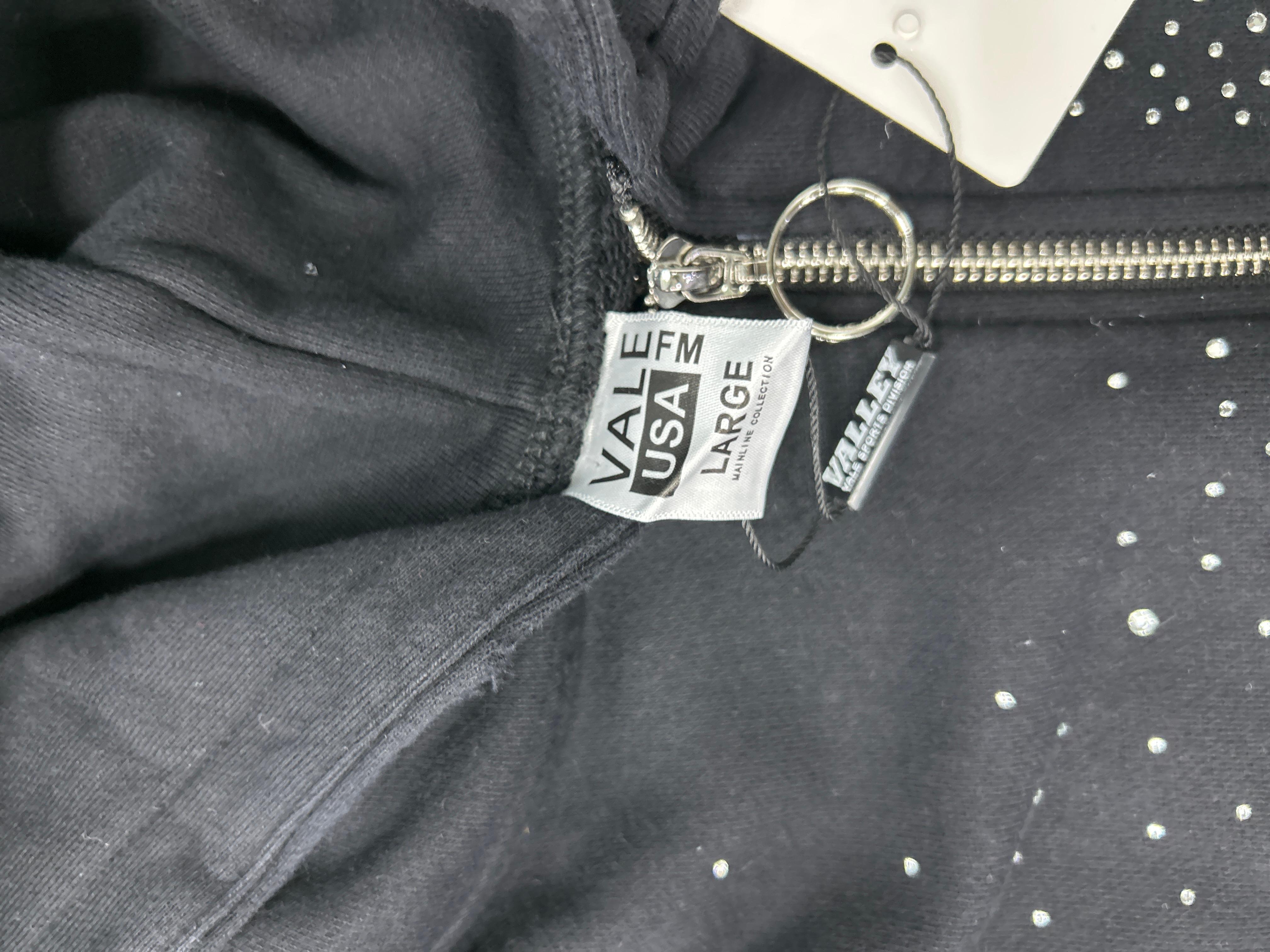 Foto QC 4 de Vale Valley Hoodie Rhinestone Embroidery Zip Up Black