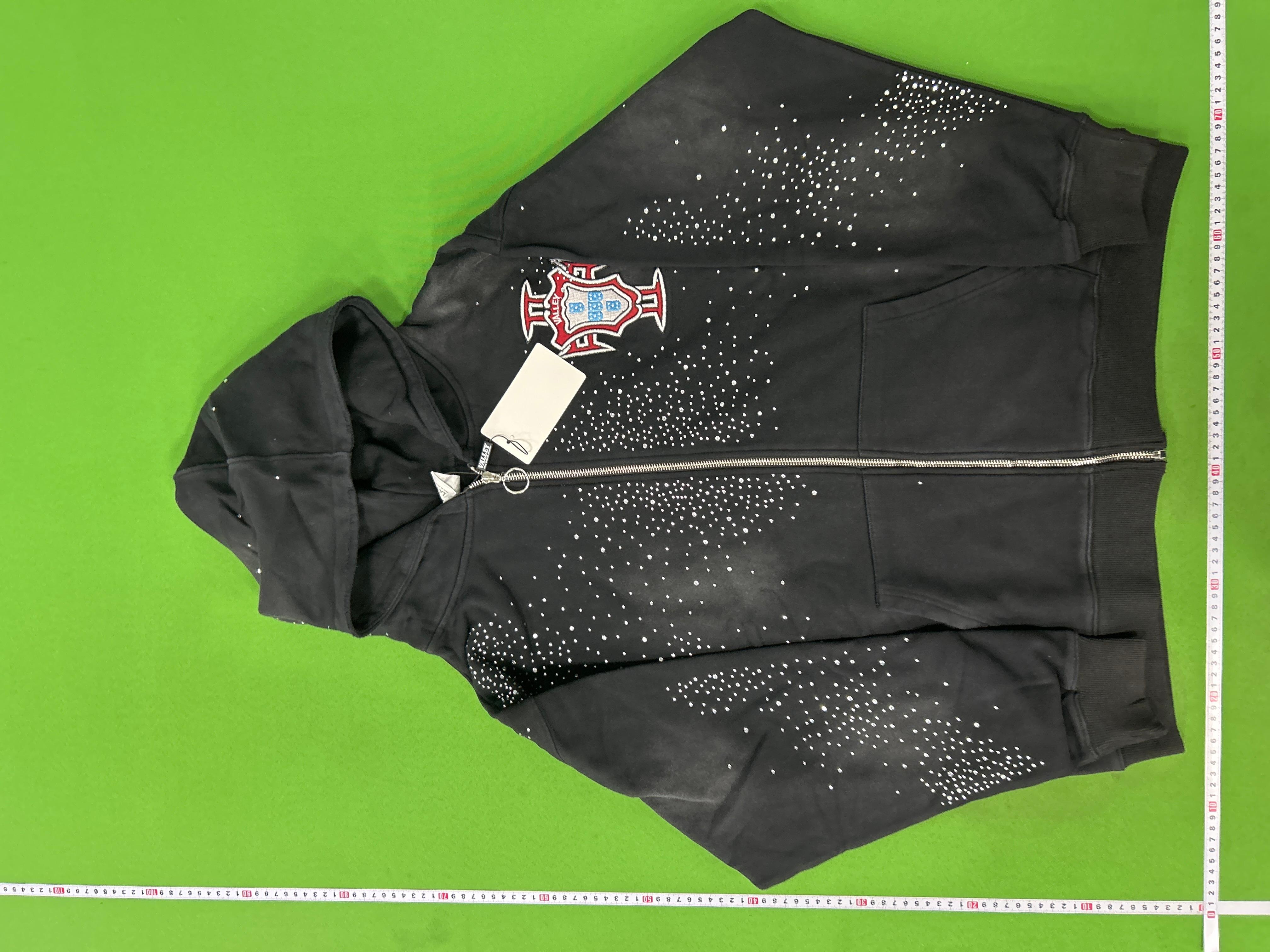 Foto QC 3 de Vale Valley Hoodie Rhinestone Embroidery Zip Up Black