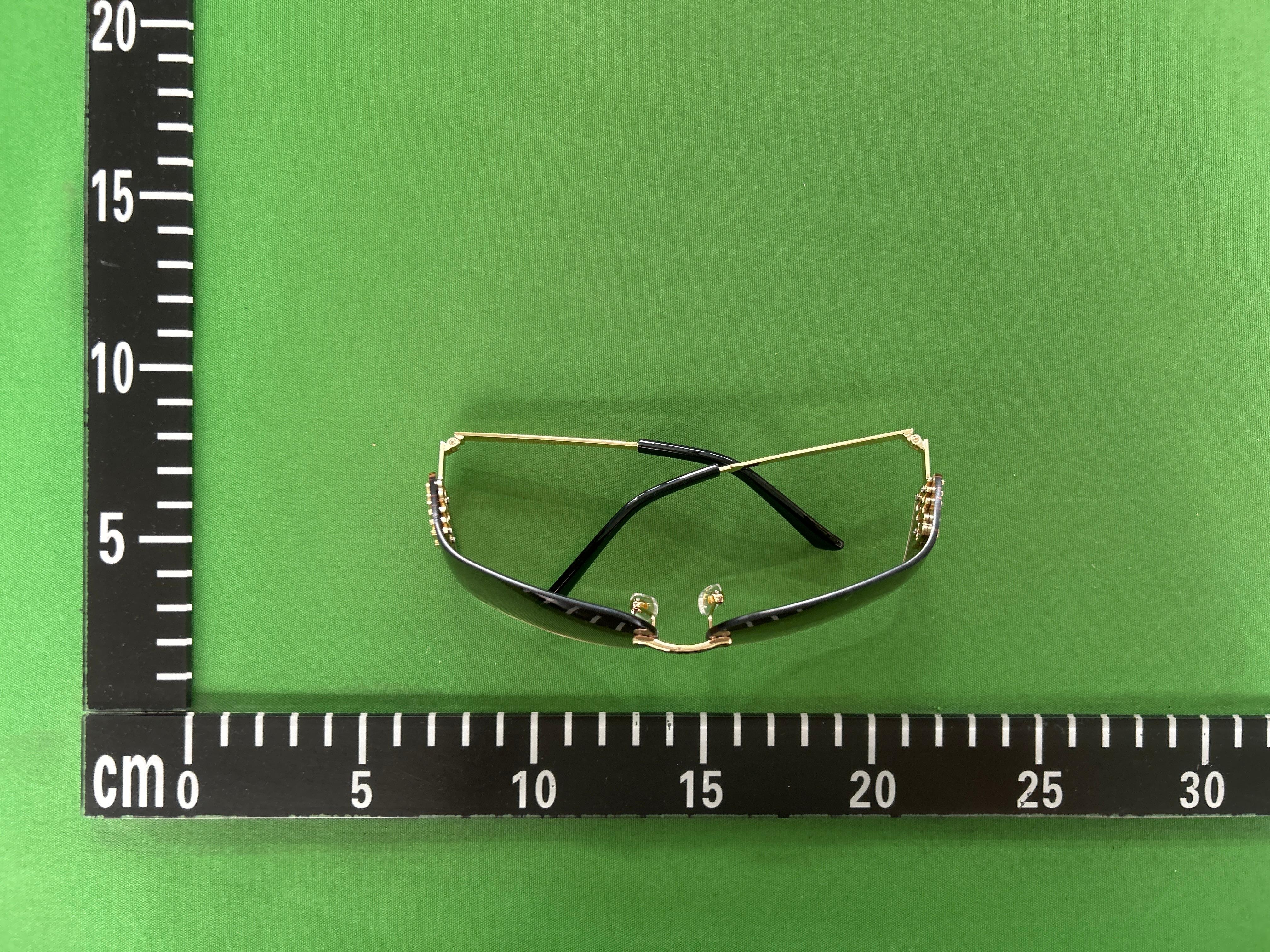 Foto QC 3 de Miu Miu Rimless Shield Metal Sunglasses Gold Gradient Brown (A51s)