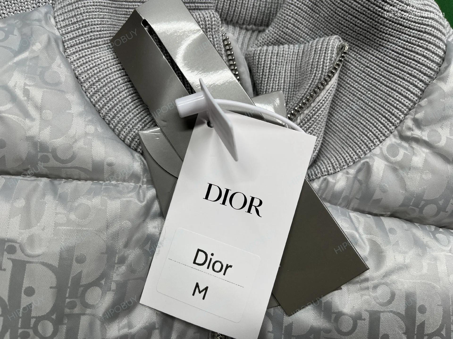 Foto QC 1 de Dior Oblique Knit Puffer Jacket Ribbed Wool Anthracite Grey