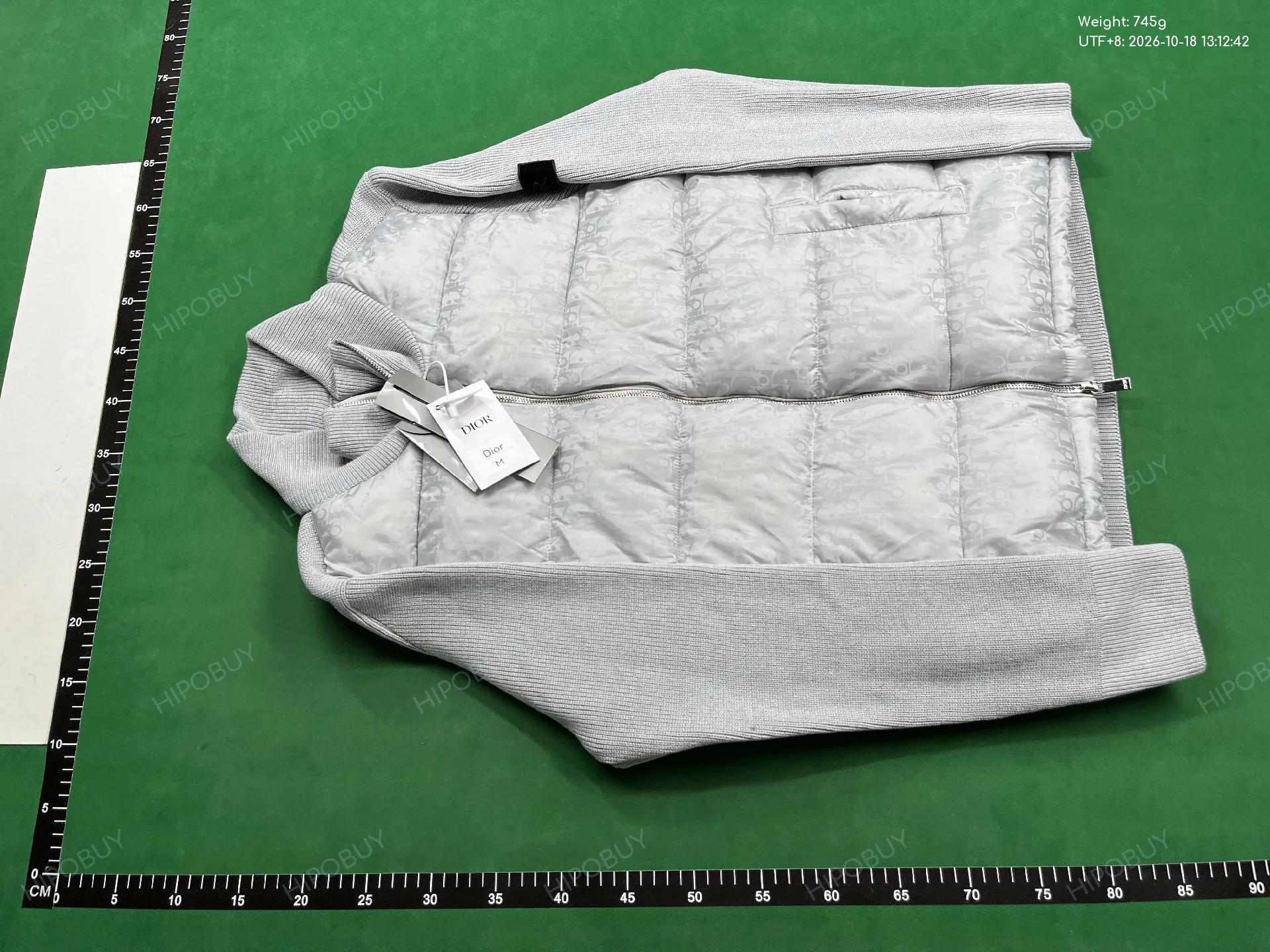 Foto QC 2 de Dior Oblique Knit Puffer Jacket Ribbed Wool Anthracite Grey