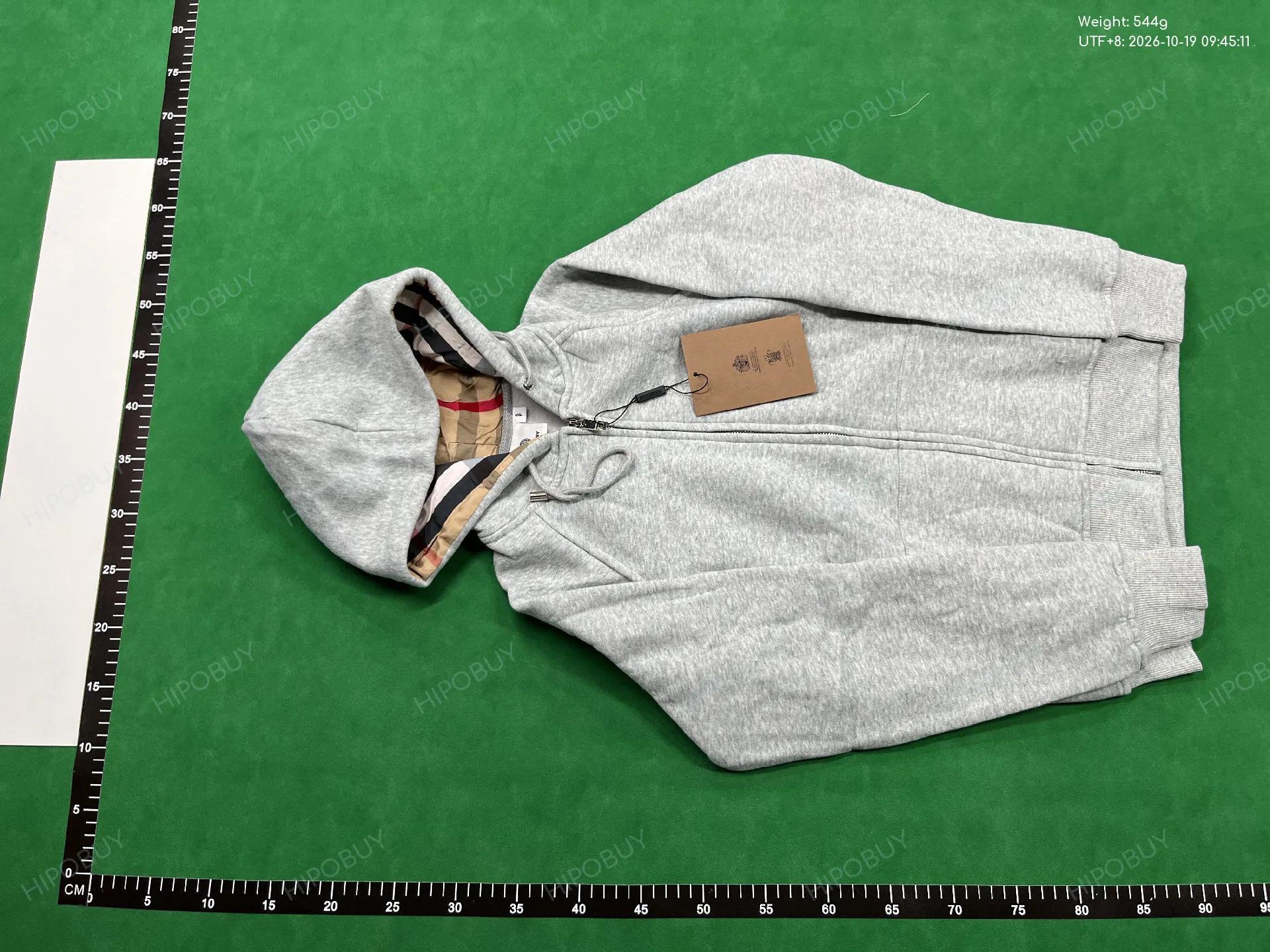 Foto QC 6 de Burberry Zip Sweater Vintage Check Lining Grey