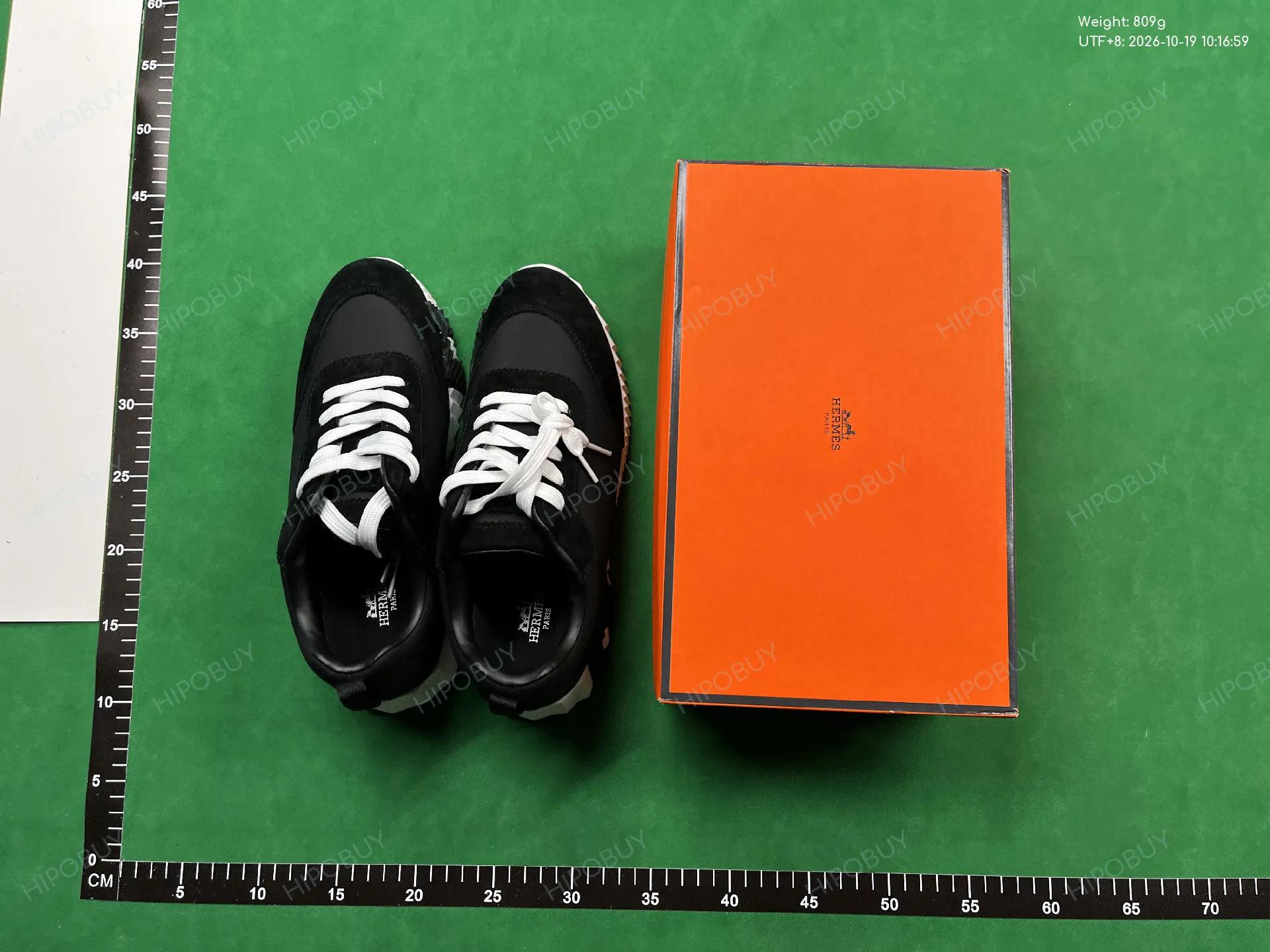 Foto QC 7 de Hermes Bouncing Technical Mesh Suede Sneakers White Grey