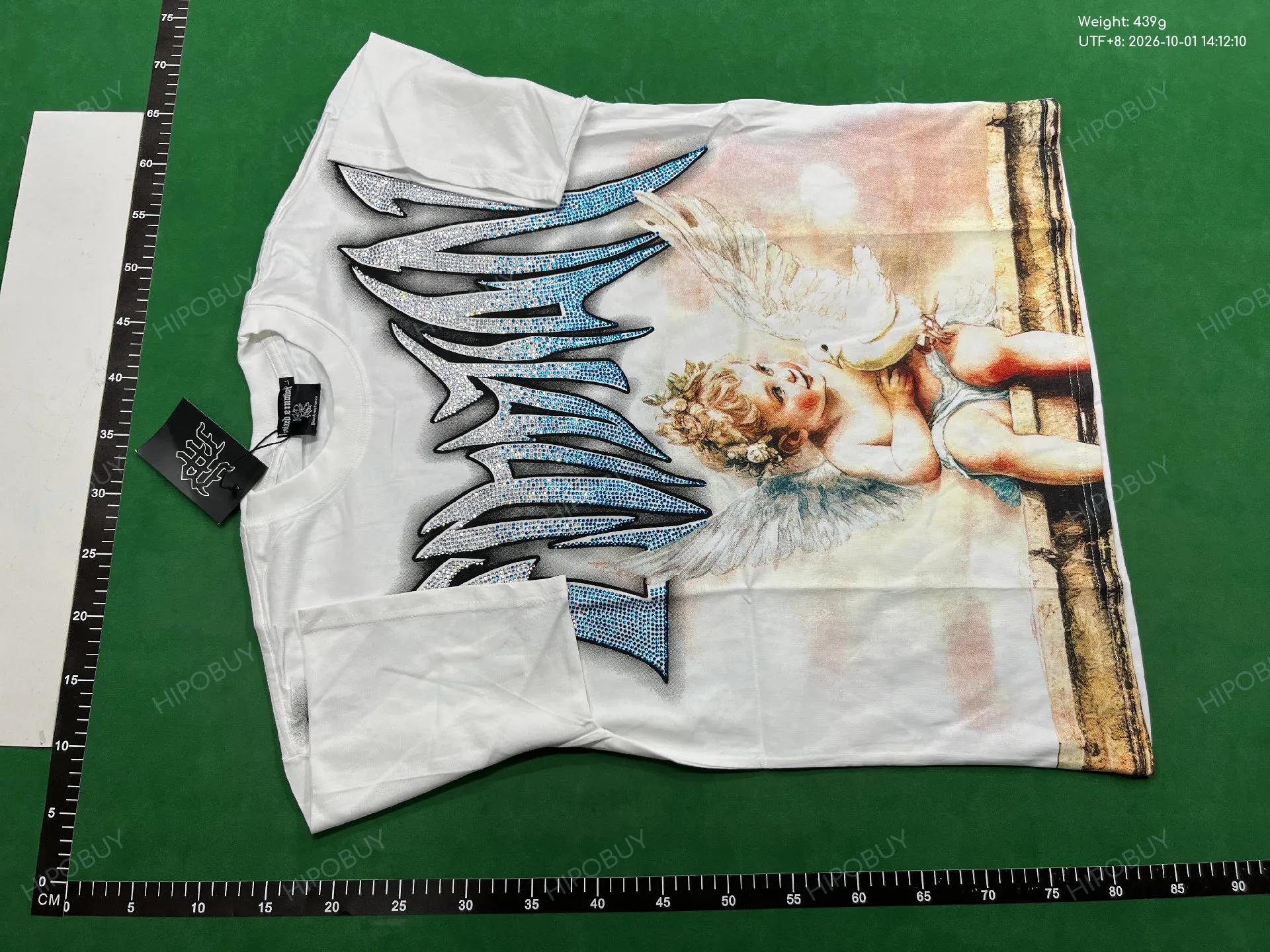 Foto QC 6 de MIXED EMOTION T-shirt Rhinestone Emotion Letter Alien Cowboy Print Black
