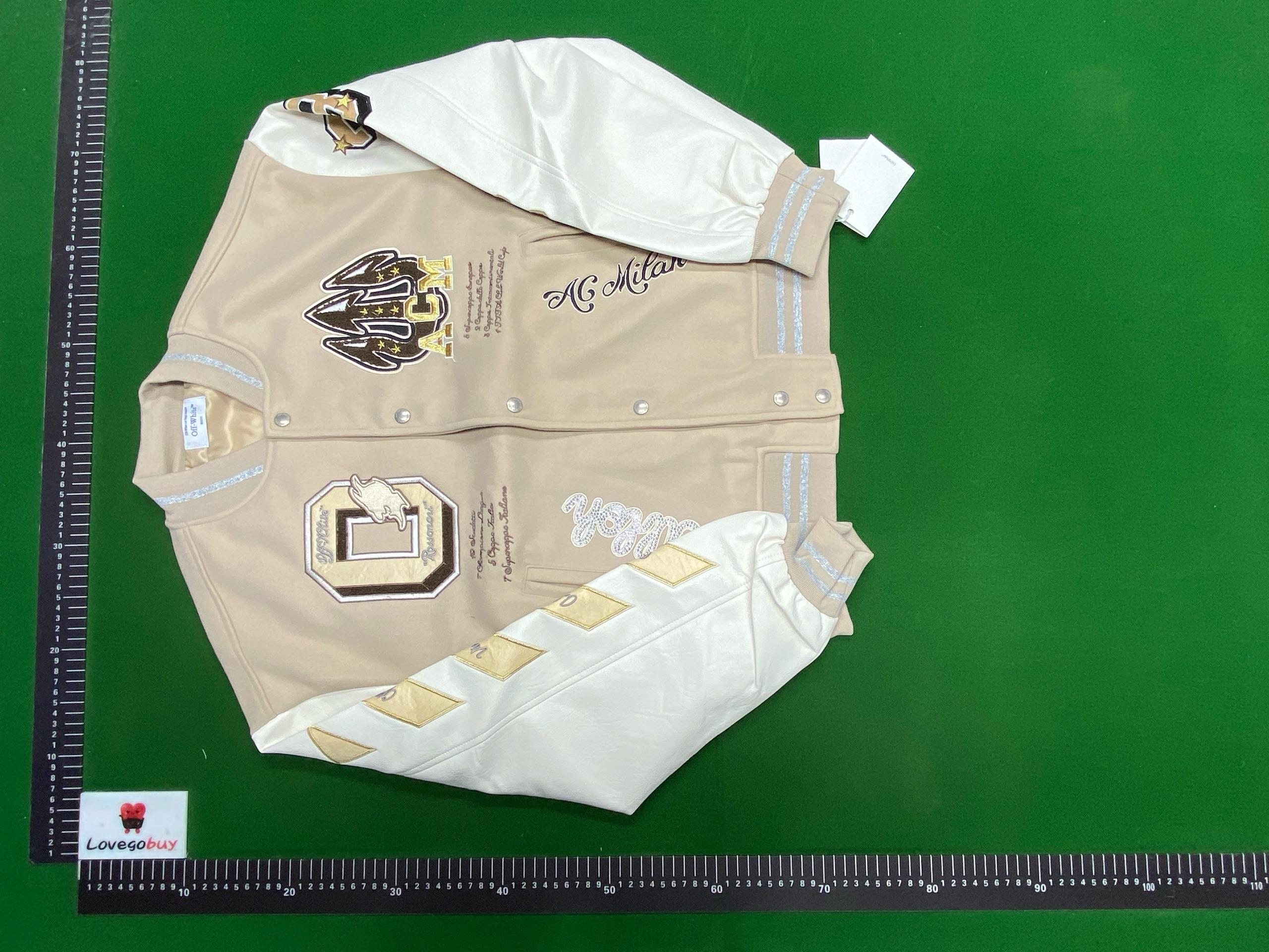 Foto QC 2 de Off-White x AC Milan Varsity Jacket Wool Leather Cream White
