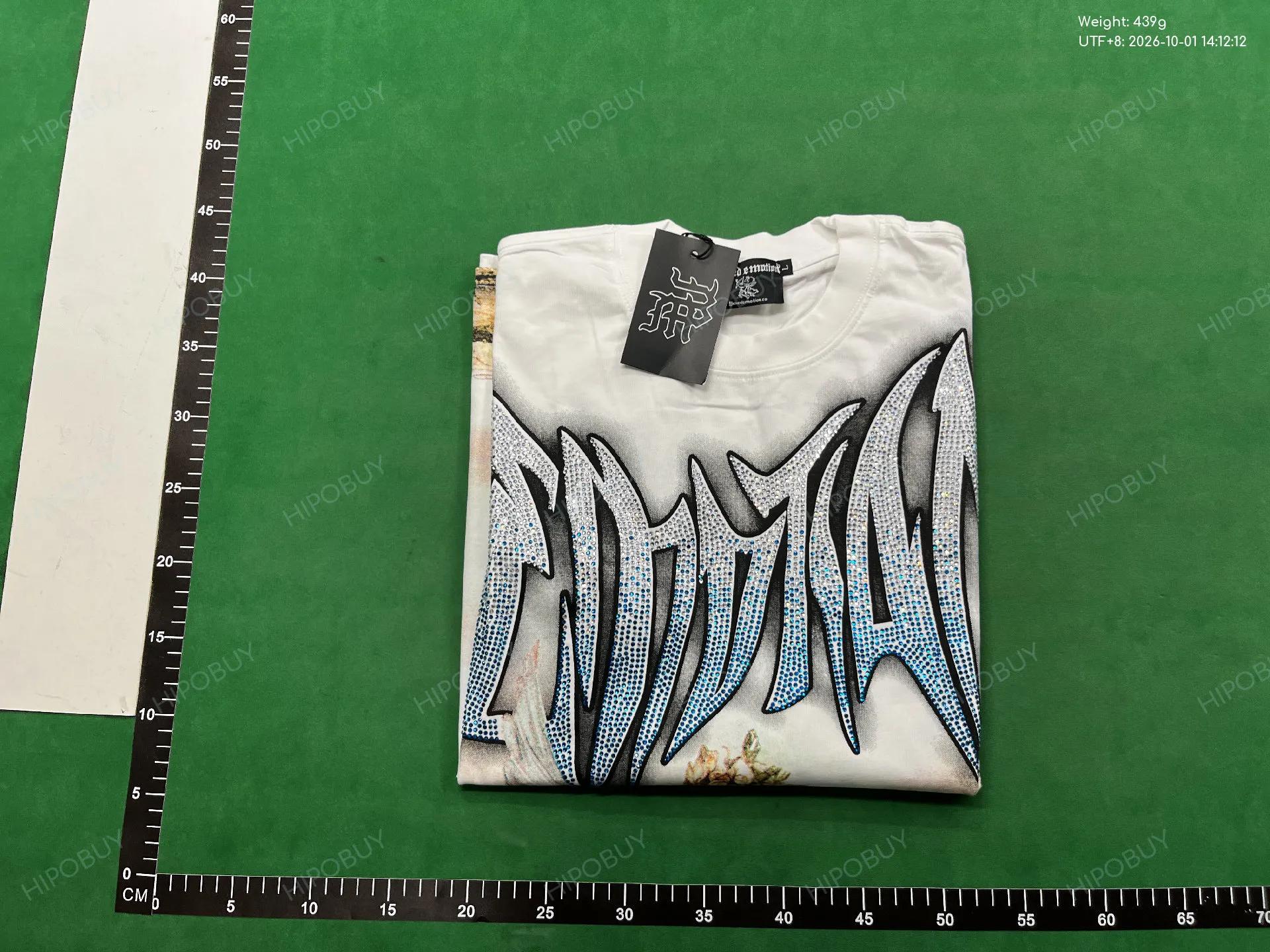 Foto QC 8 de MIXED EMOTION T-shirt Rhinestone Emotion Letter Alien Cowboy Print Black