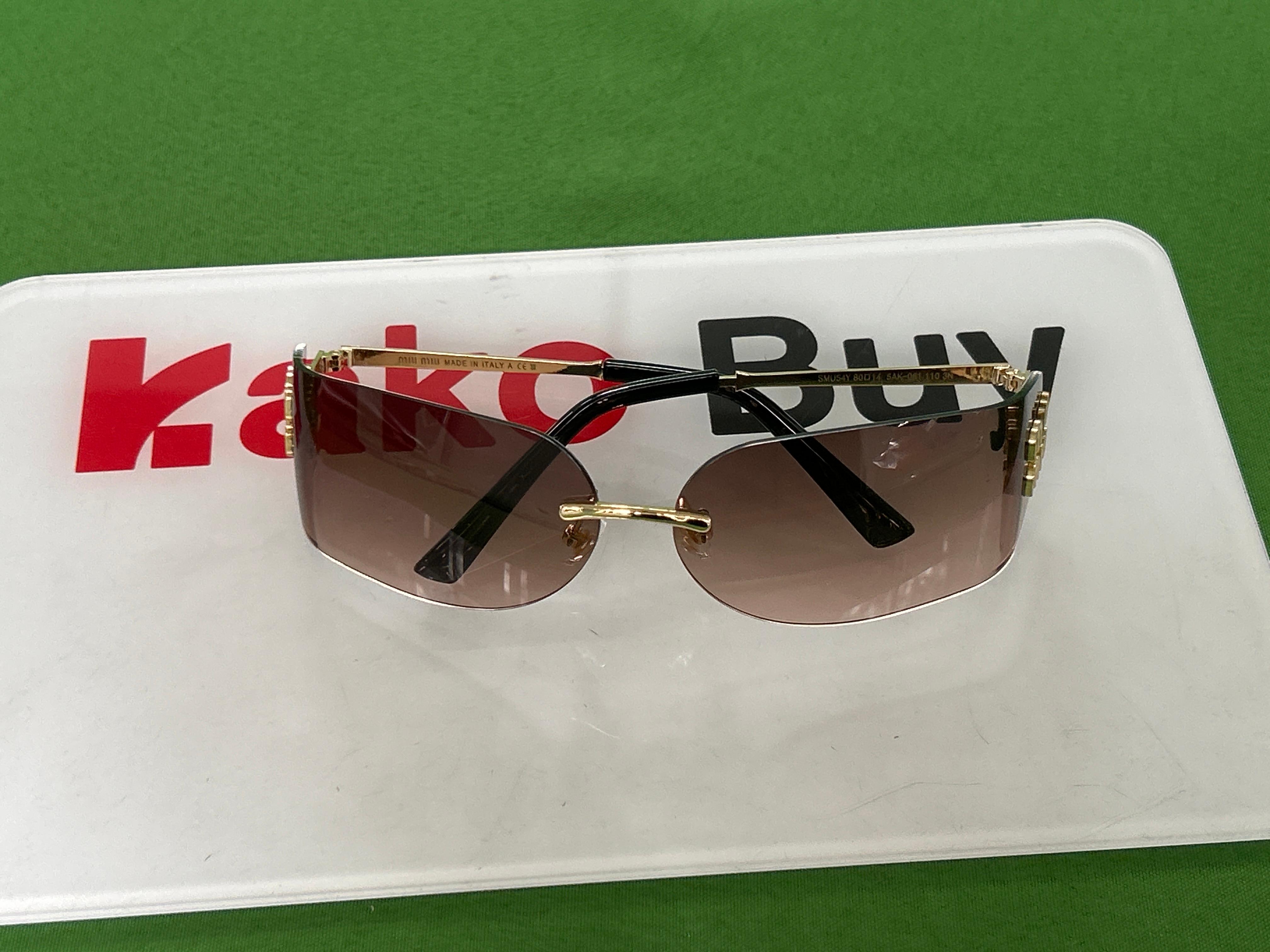 Foto QC 2 de Miu Miu Rimless Shield Metal Sunglasses Gold Gradient Brown (A51s)